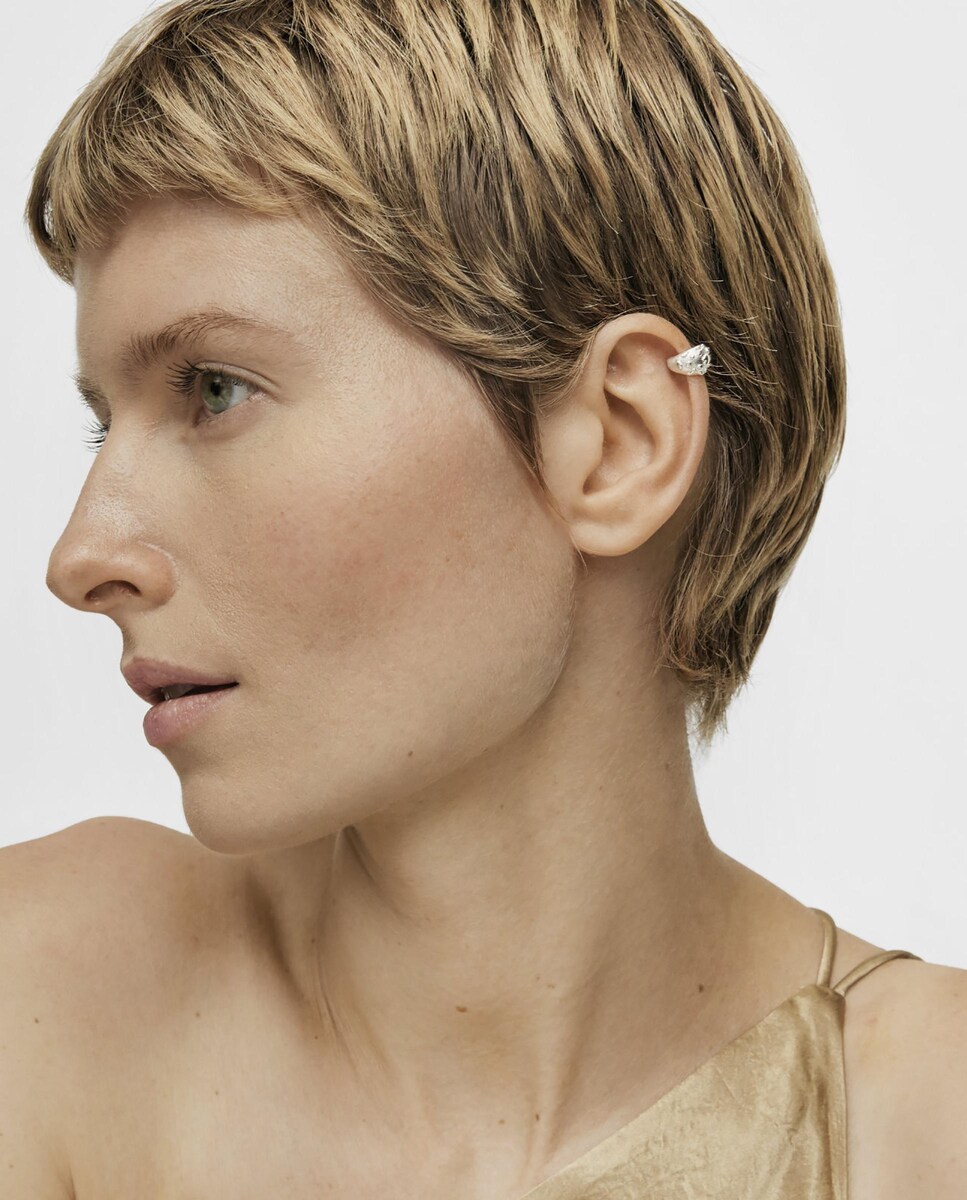 Ear Cuff Dybe de Prata com Textura Prata-5