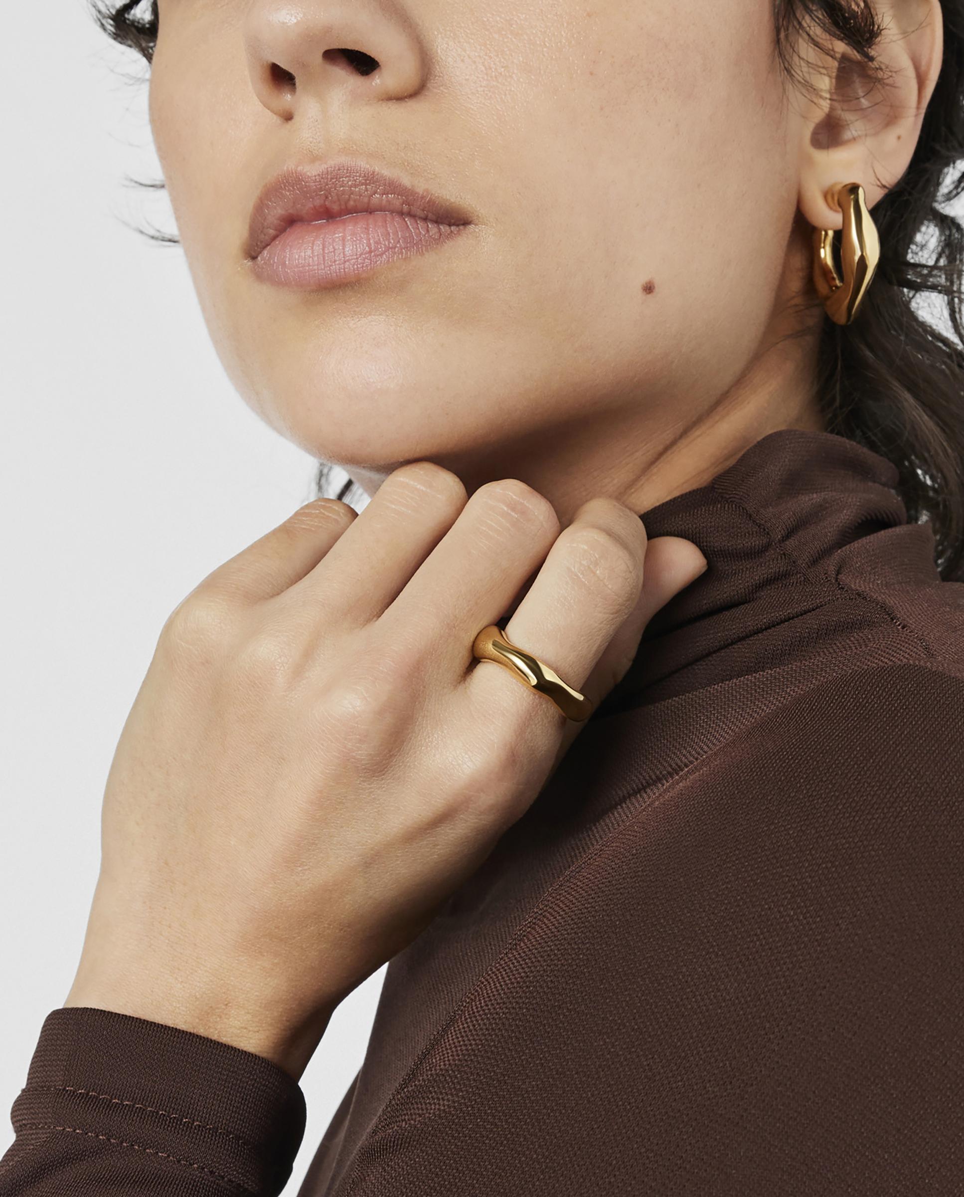 Anel Tabit Aberto Banhado a Ouro de 18 Kt Sobre Prata em Dourado Dourado-4