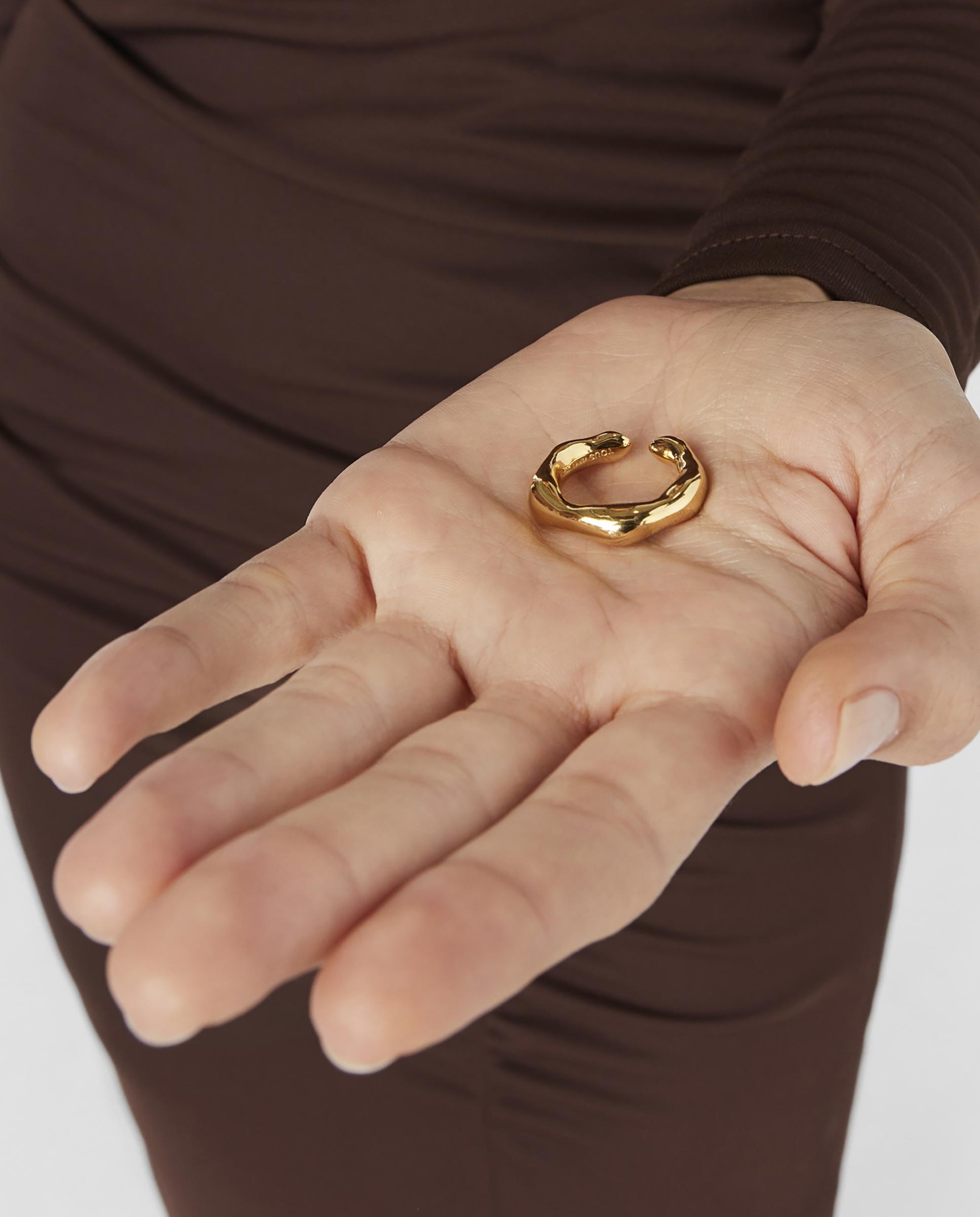 Anel Tabit Aberto Banhado a Ouro de 18 Kt Sobre Prata em Dourado Dourado-5