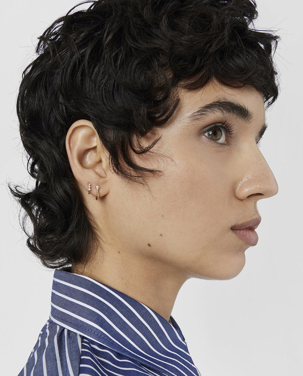 Piercing Les Classiques com Argola Pequena com Tira de Ouro e Diamantes Branco-5