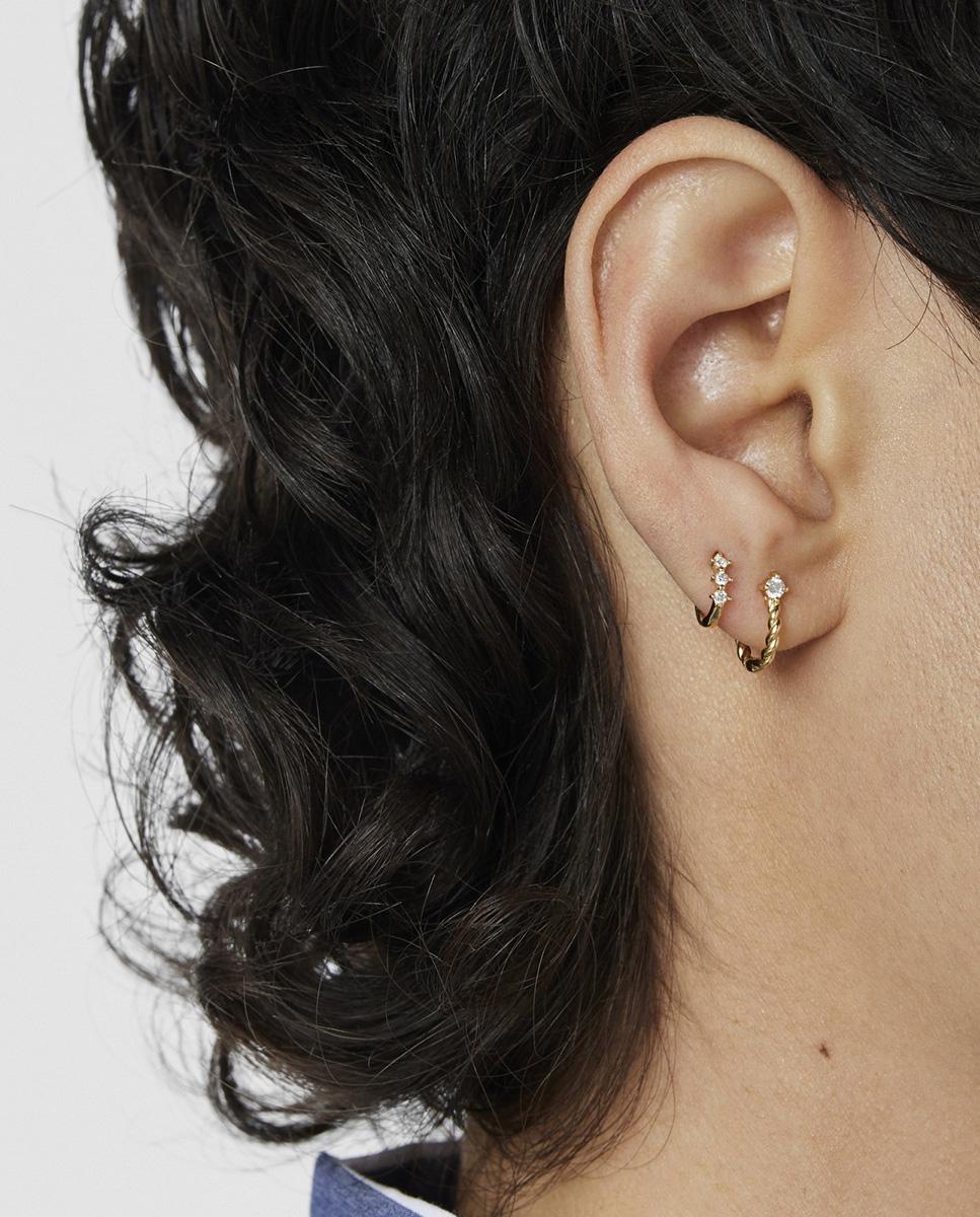 Piercing Les Classiques com Argola Pequena com Tira de Ouro e Diamantes Branco-6