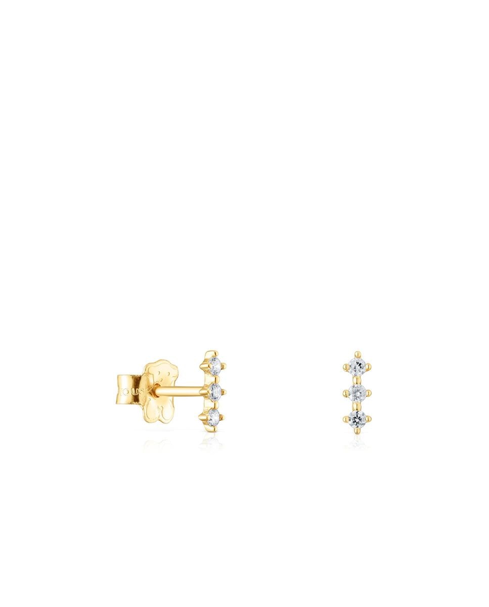 Brincos Les Classiques com Tira de Ouro e Diamantes Branco-1