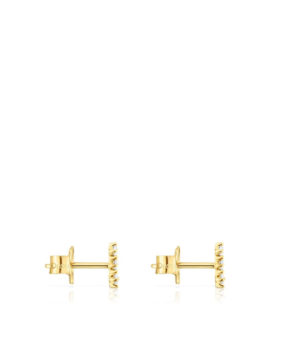 Brincos Les Classiques com Tira de Ouro e Diamantes Branco-2