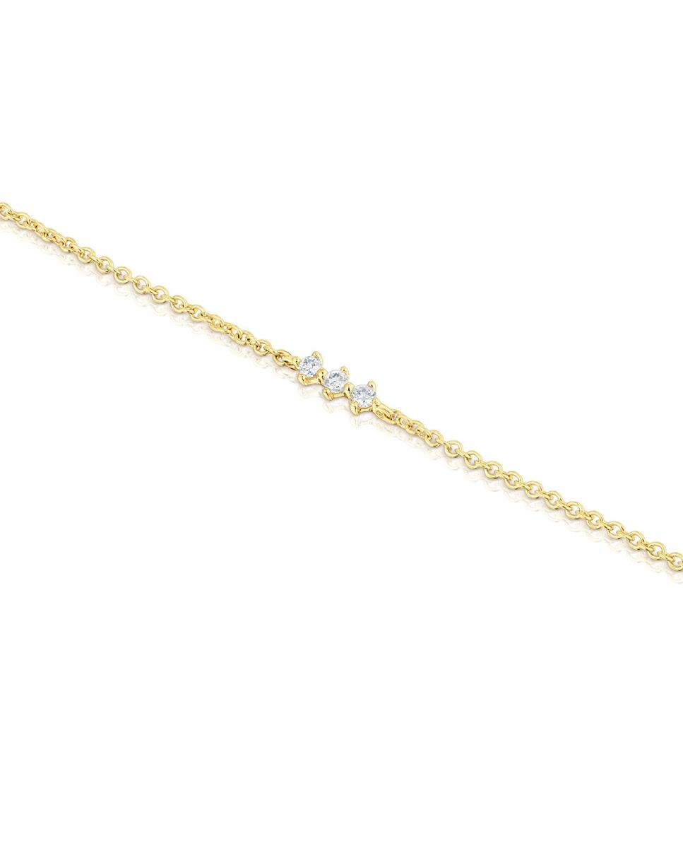 Pulseira de Corrente Les Classiques Tira de Ouro e Diamantes Branco-3