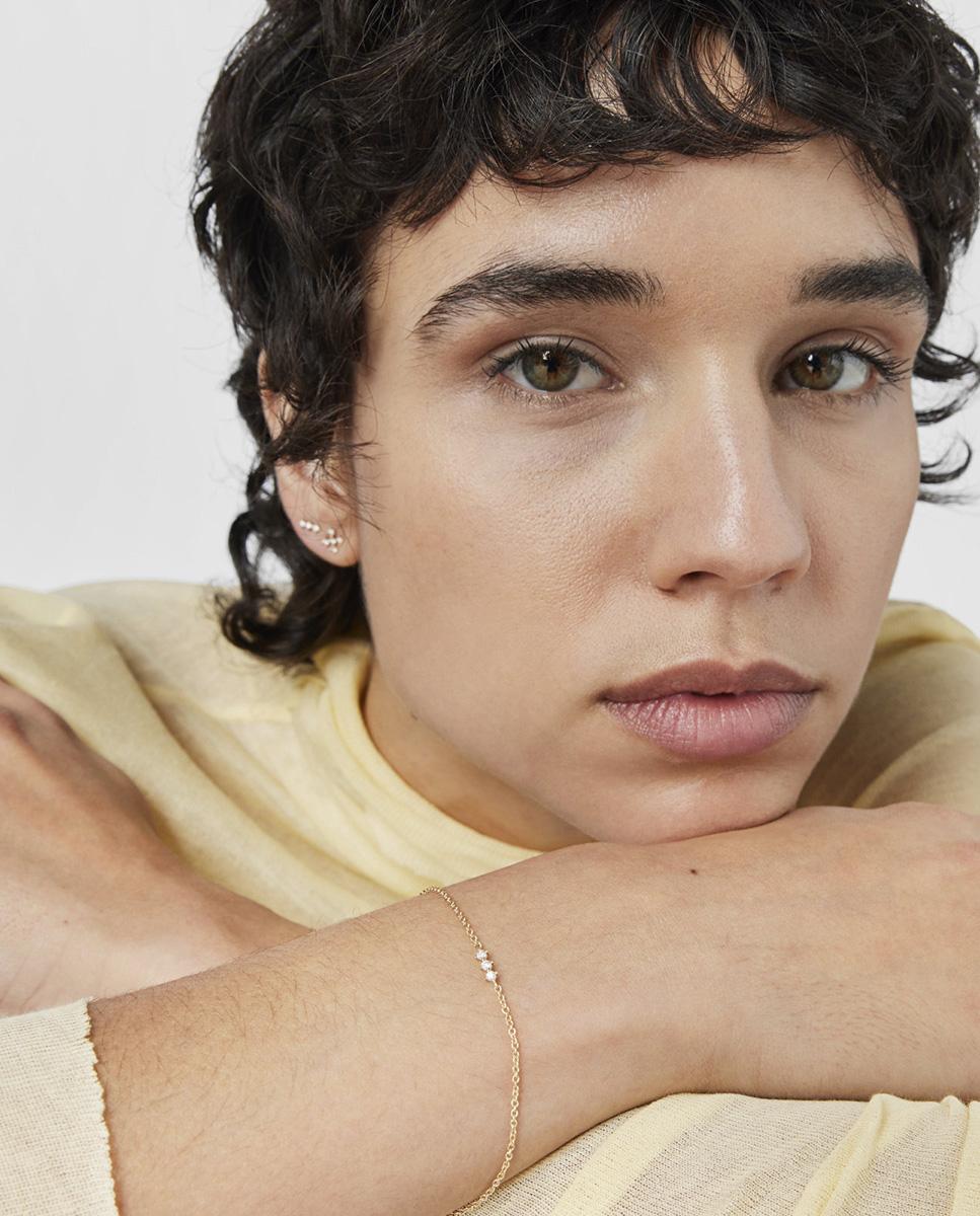 Pulseira de Corrente Les Classiques Tira de Ouro e Diamantes Branco-4