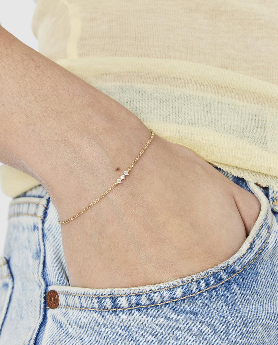 Pulseira de Corrente Les Classiques Tira de Ouro e Diamantes Branco-6