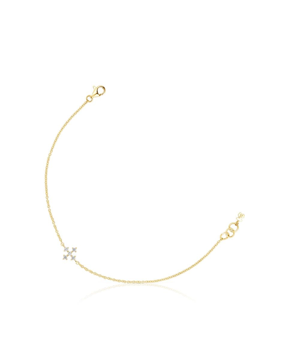 Pulseira de Corrente Les Classiques Cruz de Ouro e Diamantes Branco-1