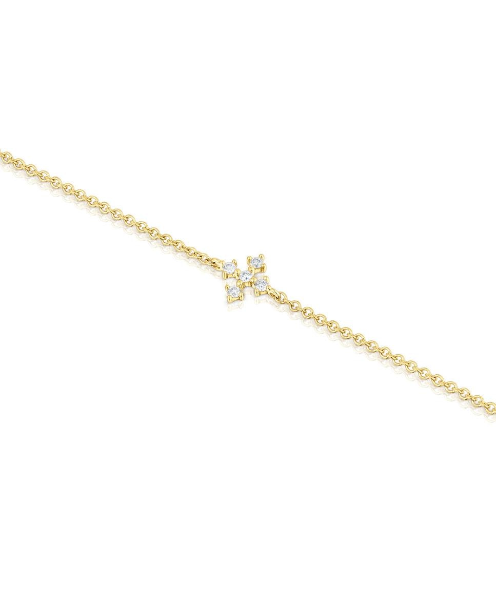 Pulseira de Corrente Les Classiques Cruz de Ouro e Diamantes Branco-3