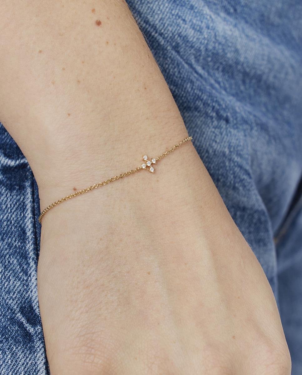 Pulseira de Corrente Les Classiques Cruz de Ouro e Diamantes Branco-5