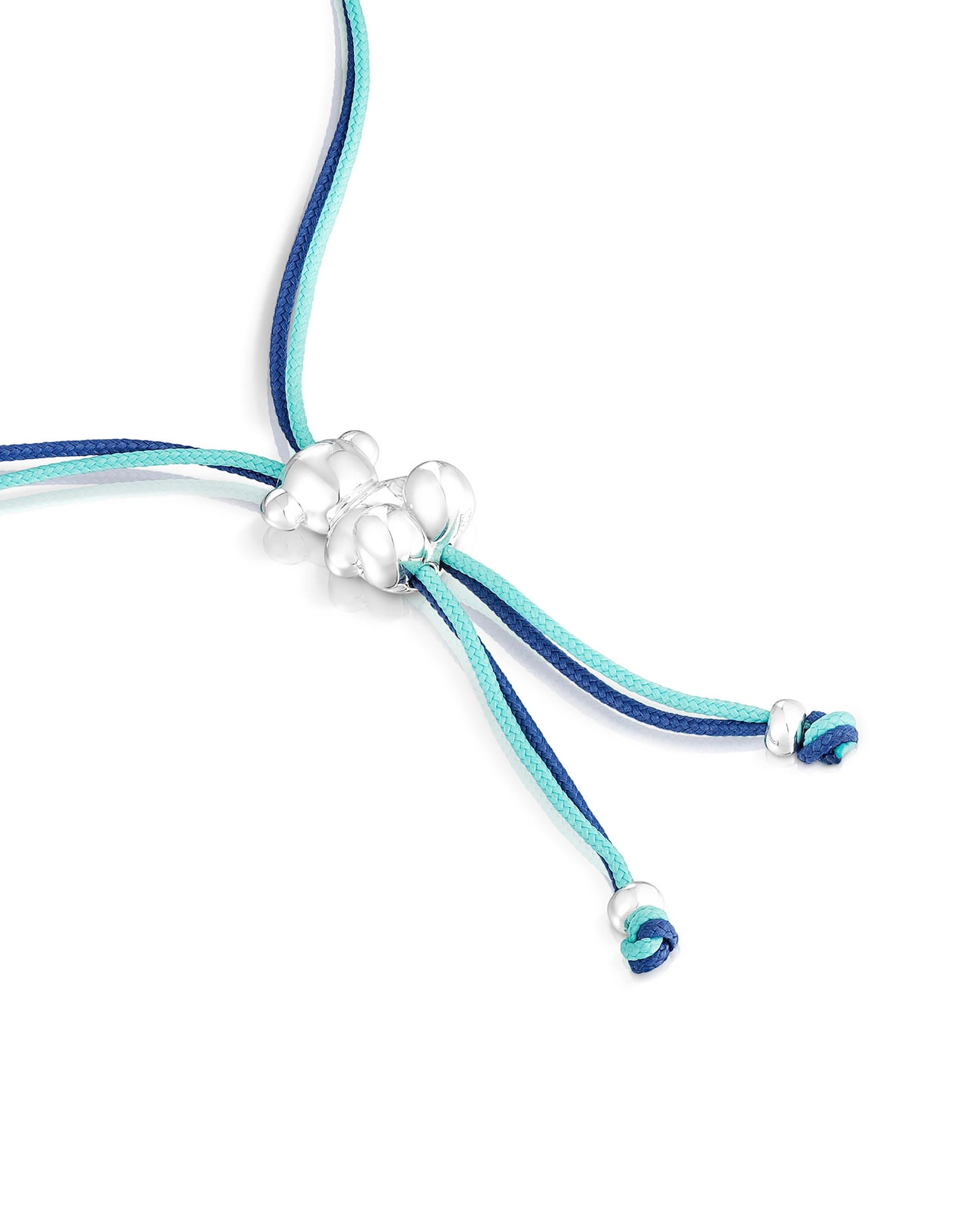 Pulseira Bold Bear de Cordão Turquesa e Azul-marinho com Urso de Prata Multicolor-3
