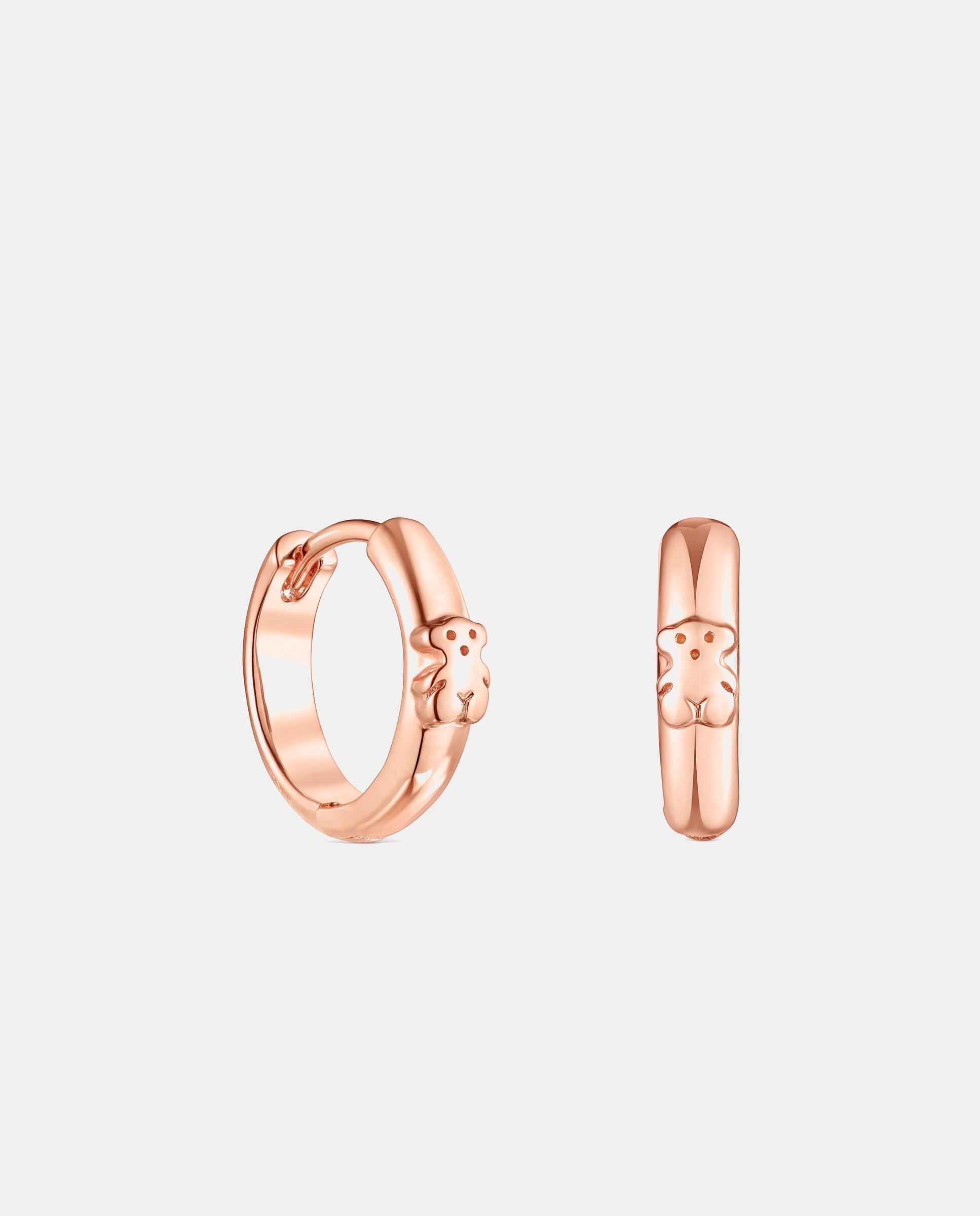 Brincos de Argola Basics com Urso Banhados a Ouro de 18 Kt Sobre Prata Rosa-1