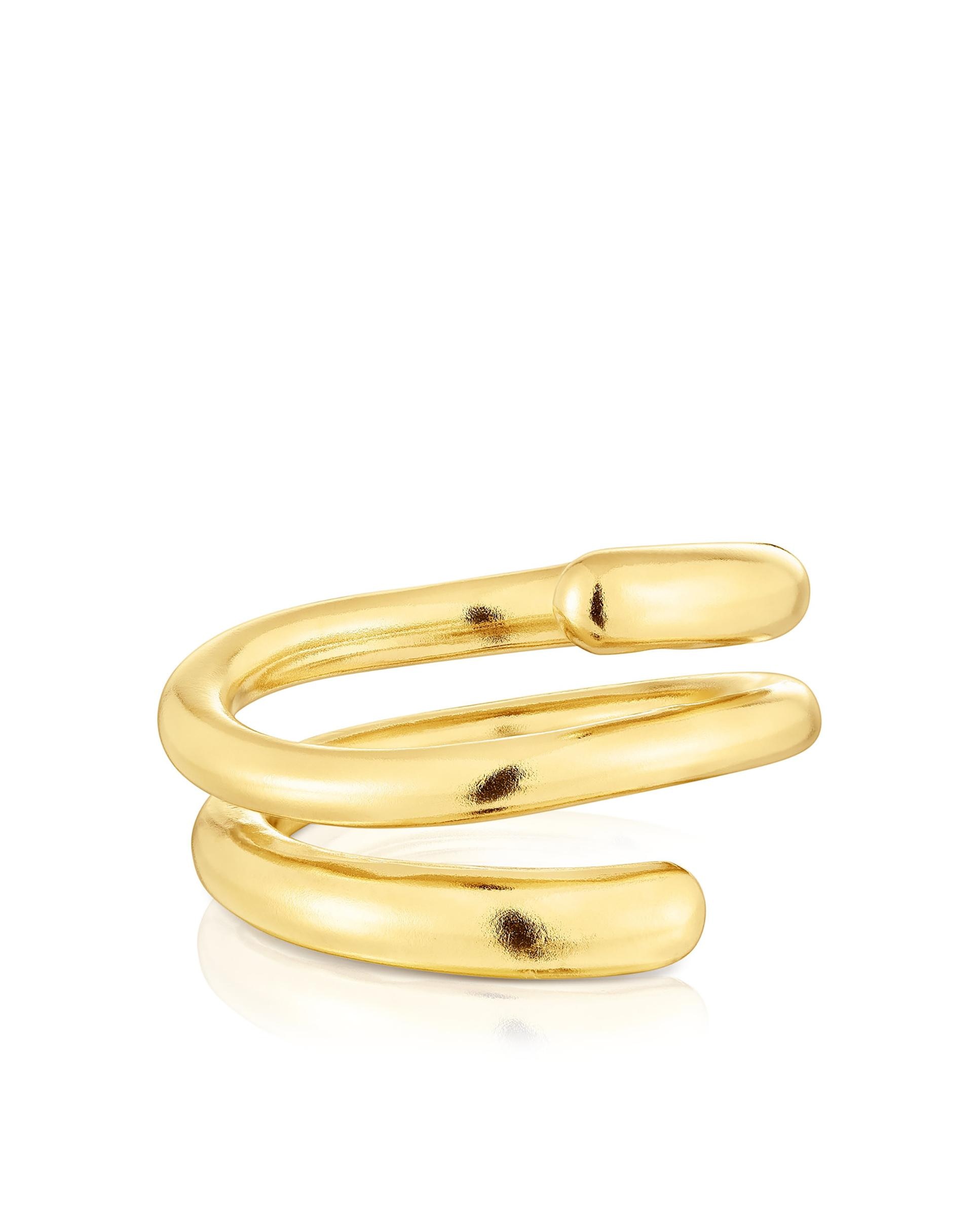 Anel New Hav Espiral Banhado a Ouro de 18 Kt Sobre Prata Dourado-1
