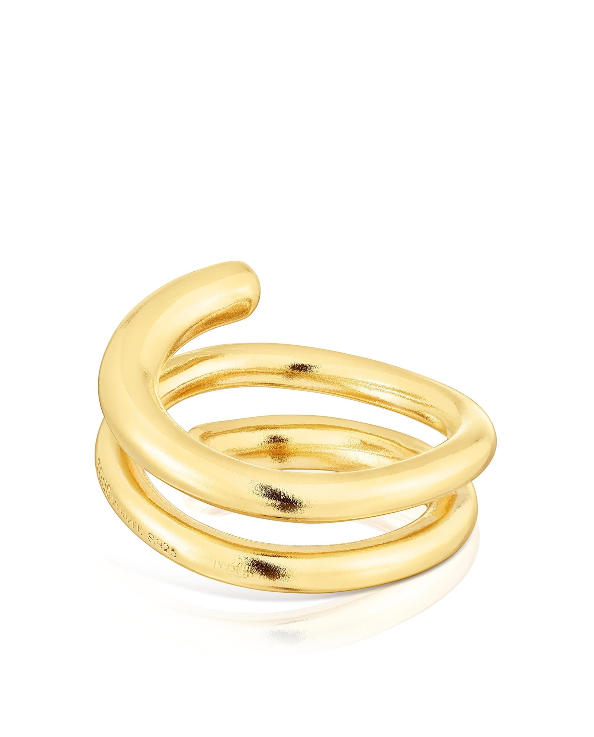 Anel New Hav Espiral Banhado a Ouro de 18 Kt Sobre Prata Dourado-2