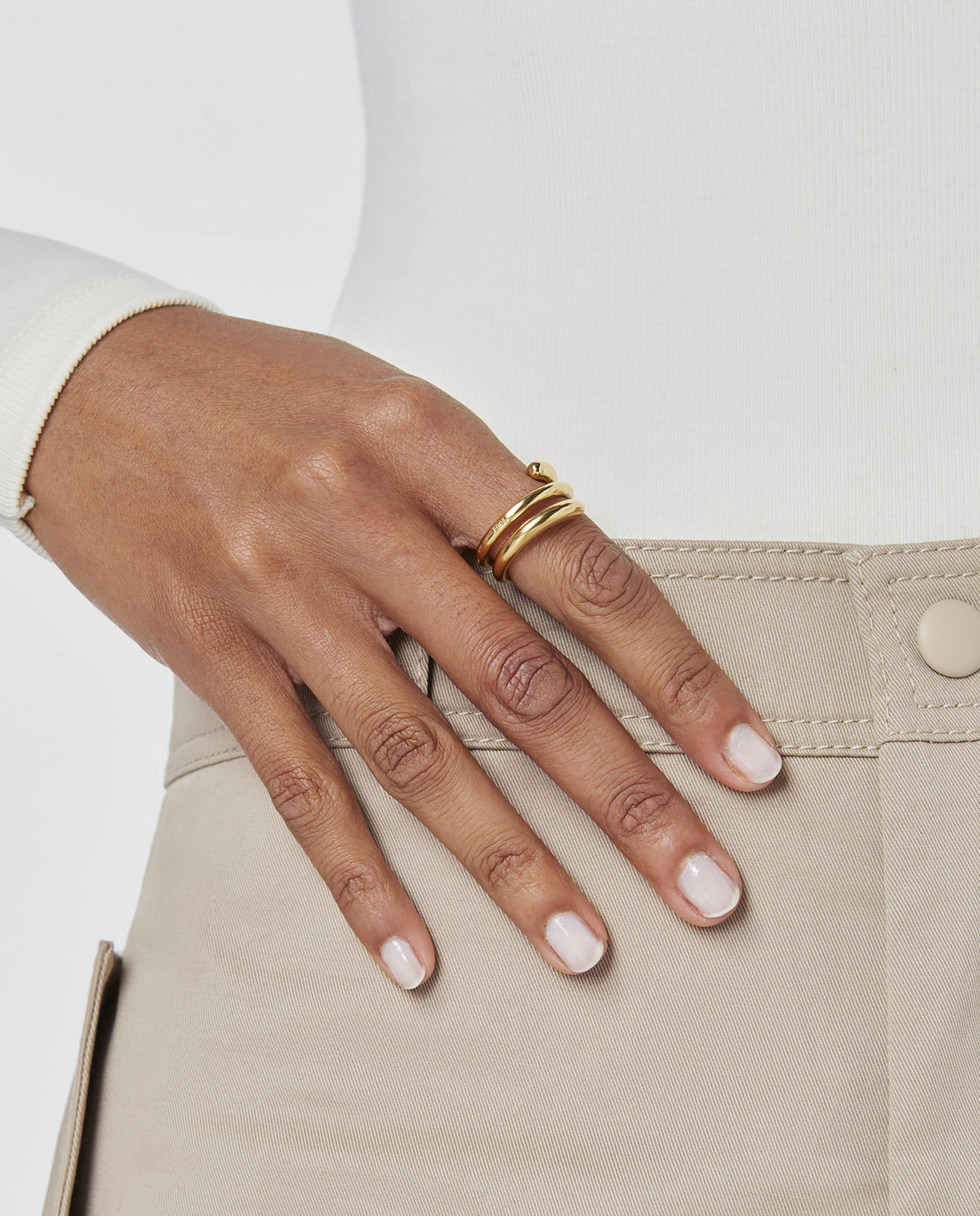 Anel New Hav Espiral Banhado a Ouro de 18 Kt Sobre Prata Dourado-4