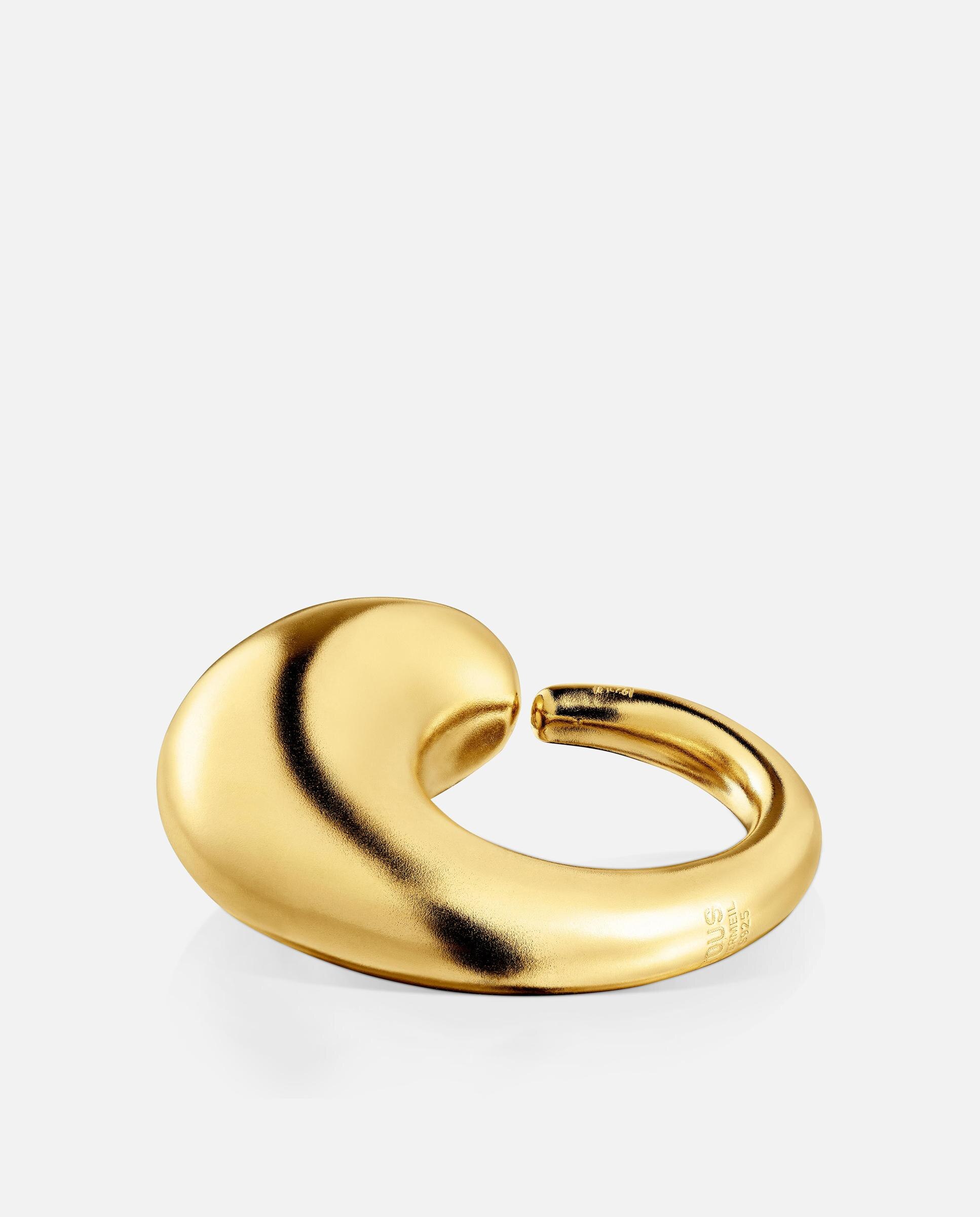 Anel Balloon Grosso Banhado a Ouro 18 Kt Sobre Prata Dourado-3