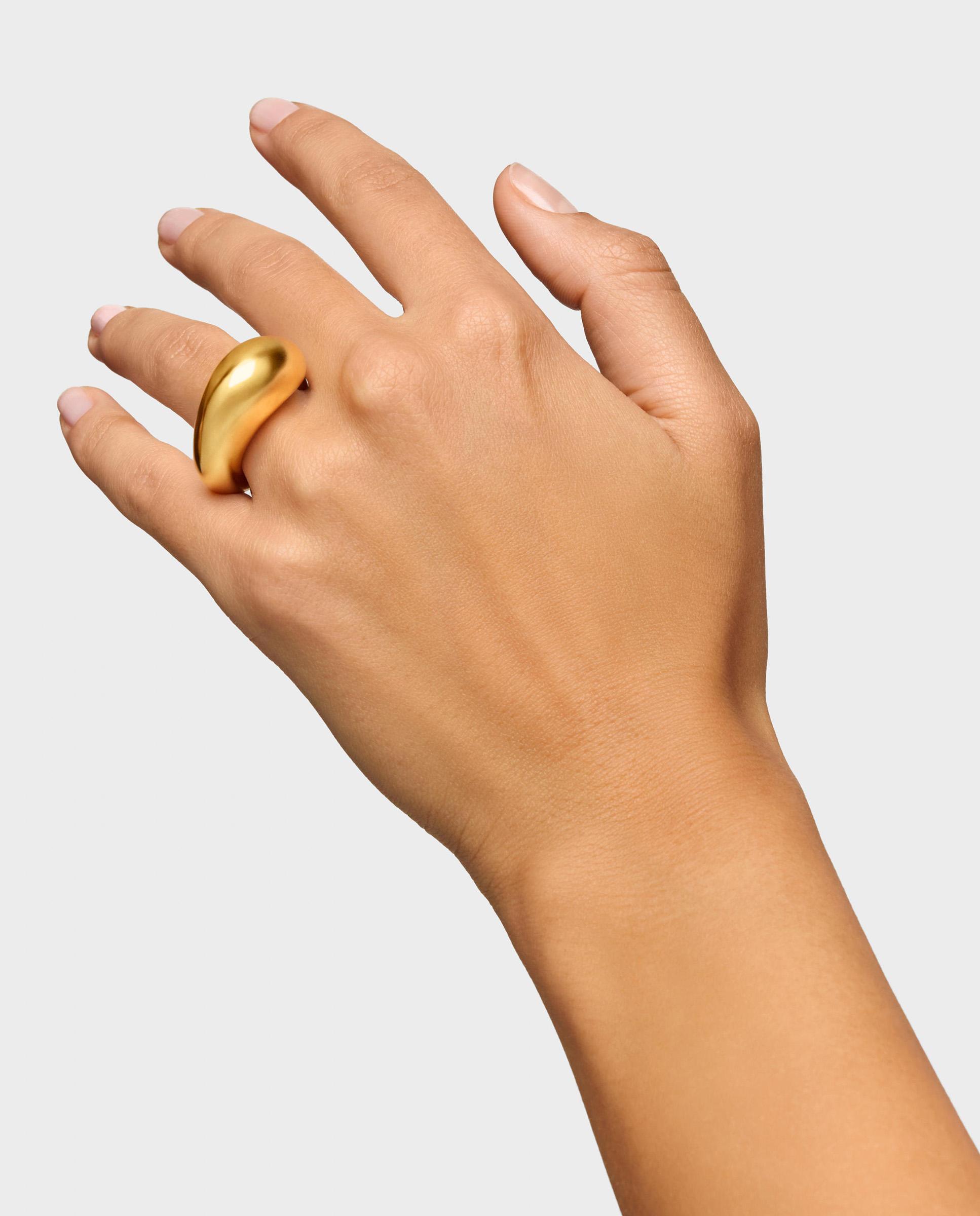 Anel Balloon Grosso Banhado a Ouro 18 Kt Sobre Prata Dourado-7