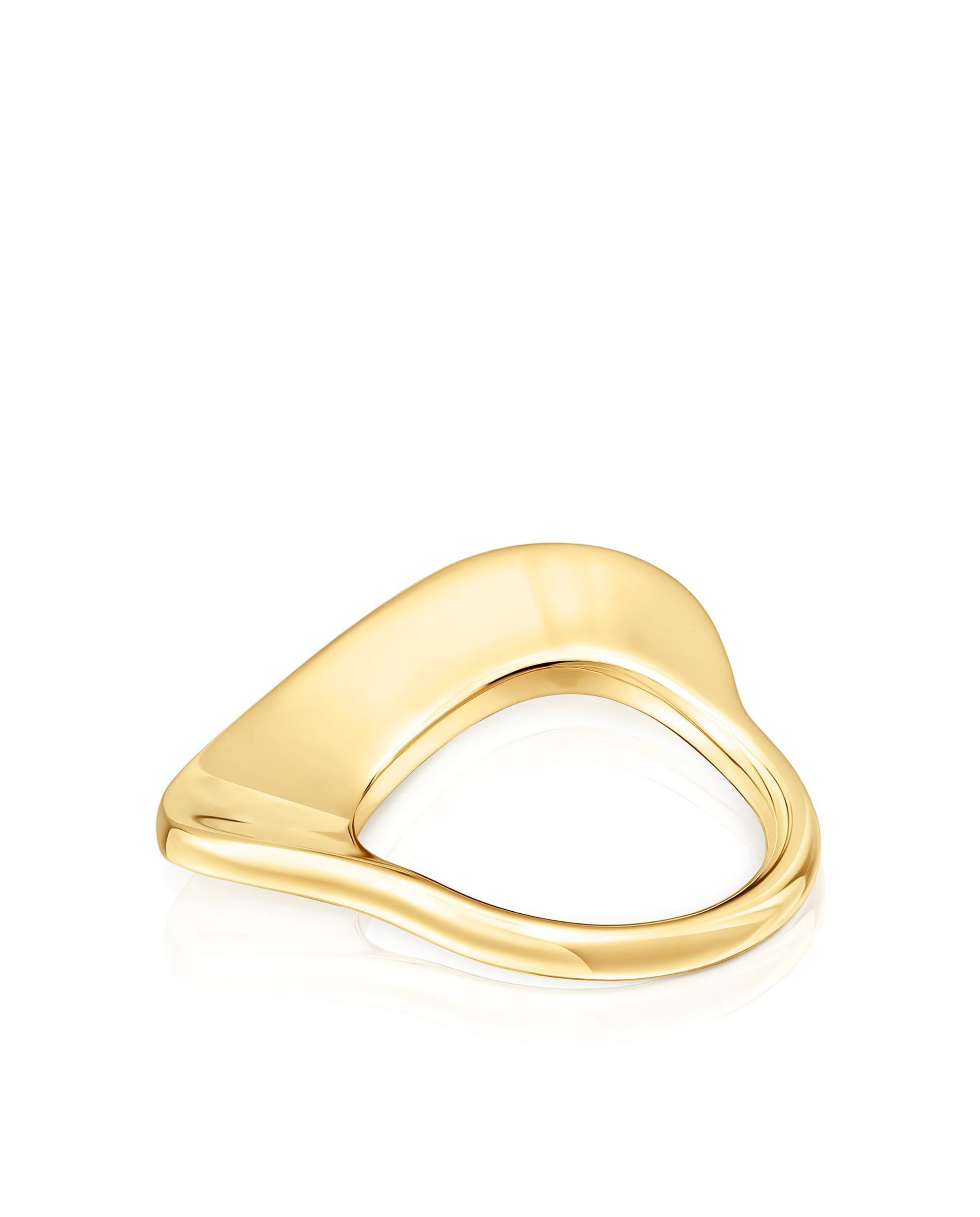 Anel Gregal Grande de Prata Vermeil em Dourado Ouro-2
