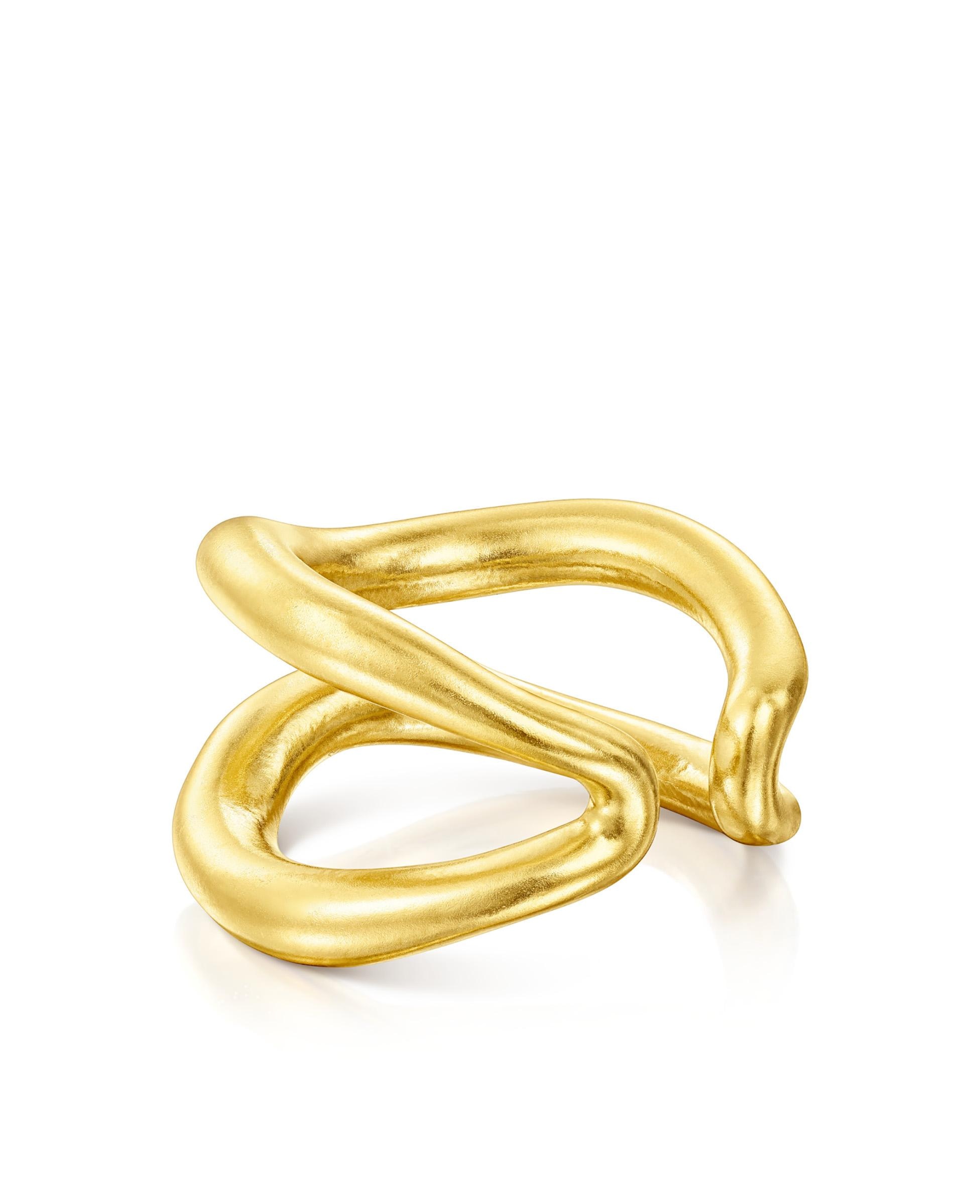 Anel Hav Banhado a Ouro 18 Kt Sobre Prata Dourado-2