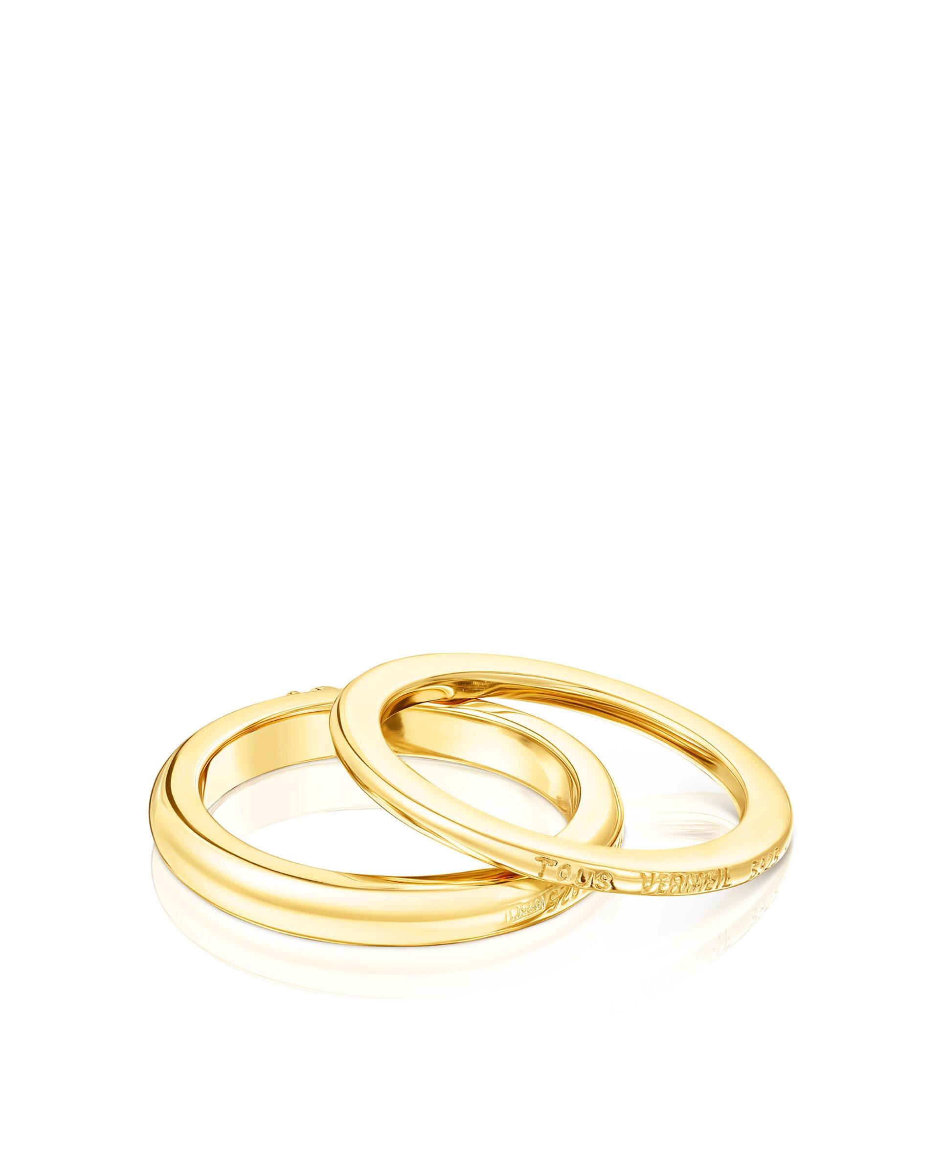 Anel Fellow Banhado a Ouro 18 Kt Sobre Prata Dourado-2