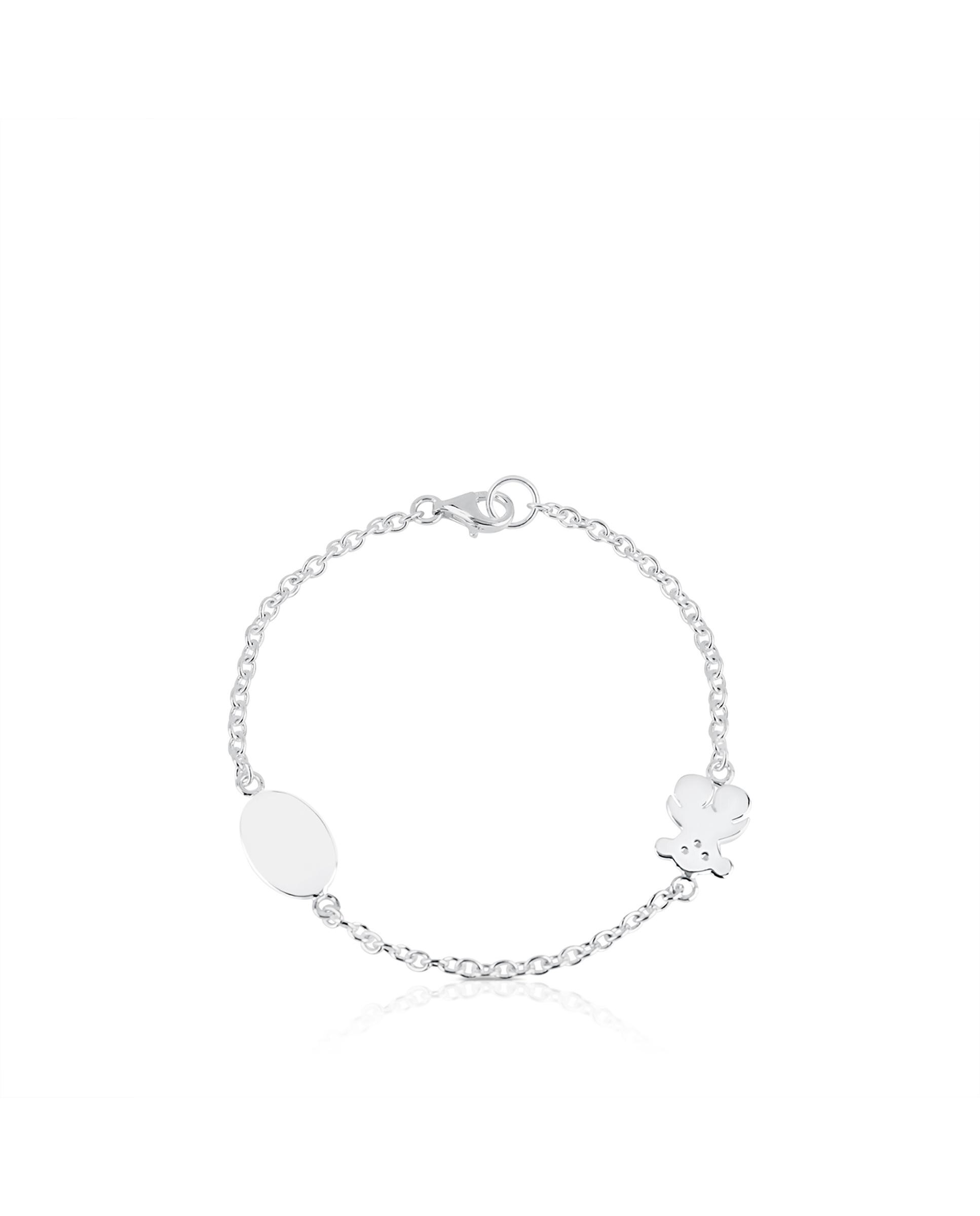 Pulseira Bear com Corrente de Prata e Urso Prateado-3