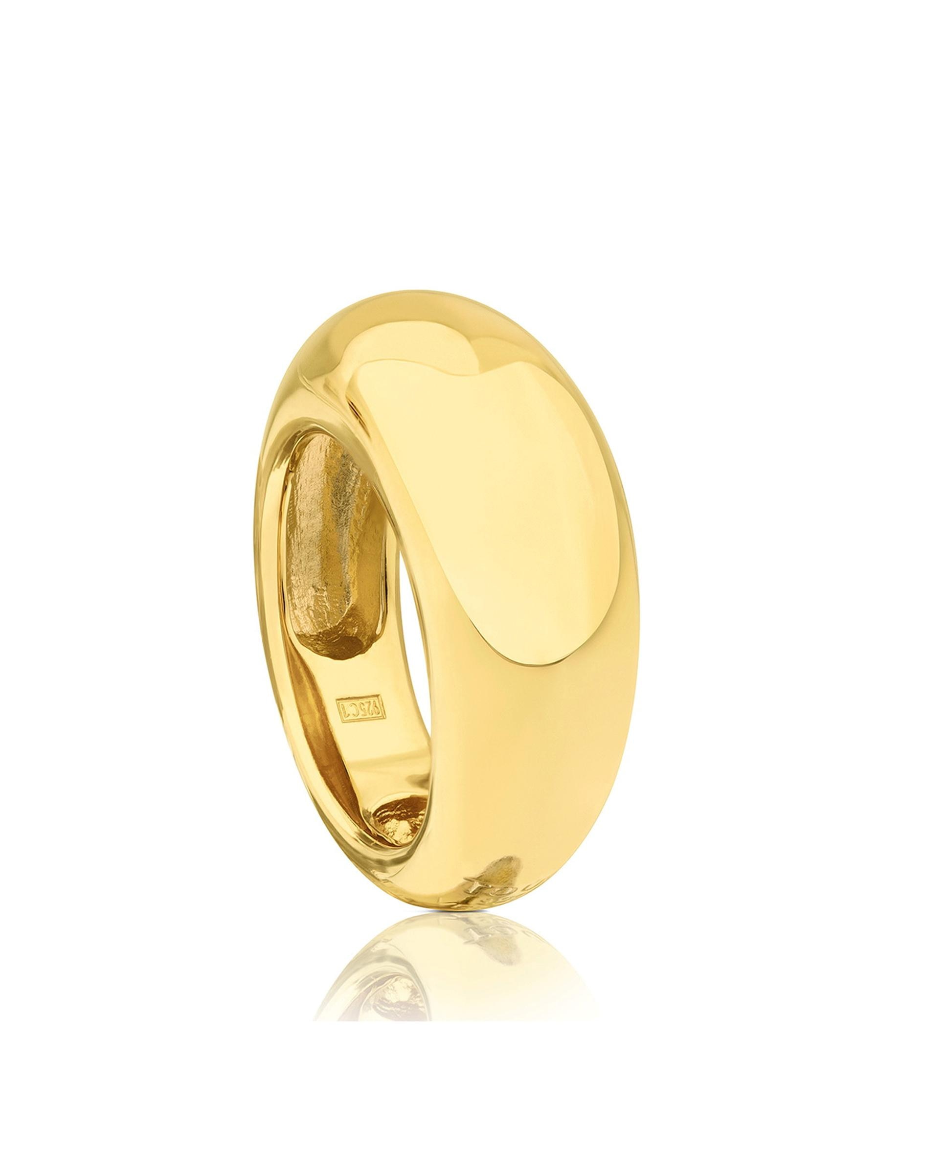 Anel Warm Banhado em Ouro 18 Kt Sobre Prata Abombado Dourado-1