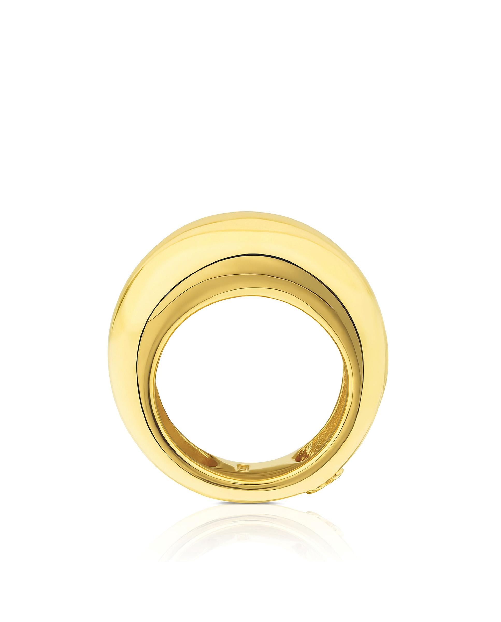 Anel Warm Banhado em Ouro 18 Kt Sobre Prata Abombado Dourado-2