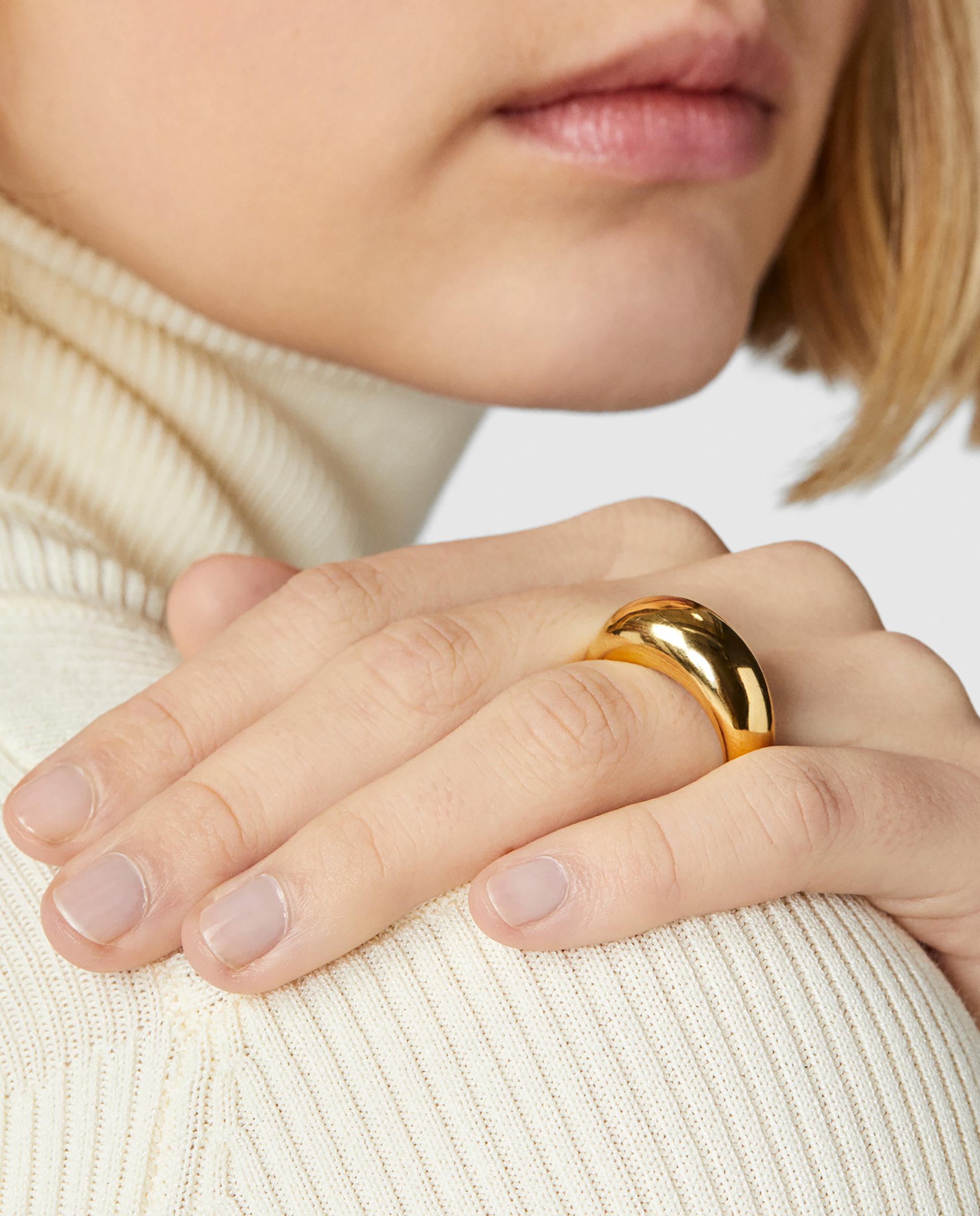 Anel Warm Banhado em Ouro 18 Kt Sobre Prata Abombado Dourado-5