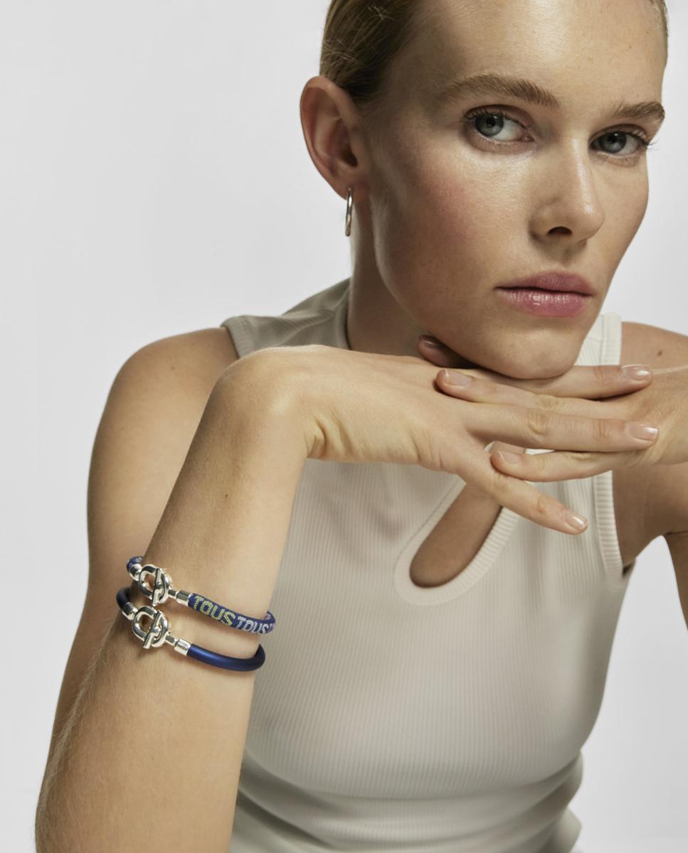 Pulseira de Corrente Manifesto em Azul com Fecho de Prata Prata-6