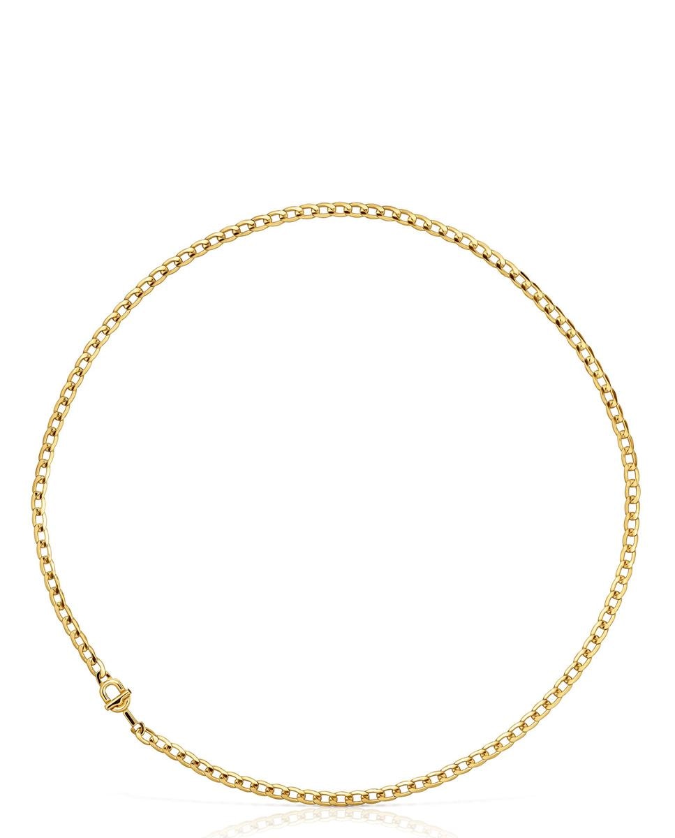 Colar Manifesto Barbada Banhado em Ouro 18 Kt Sobre Prata Dourado-1