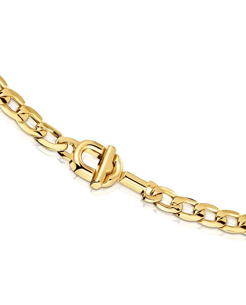 Colar Manifesto Barbada Banhado em Ouro 18 Kt Sobre Prata Dourado-2
