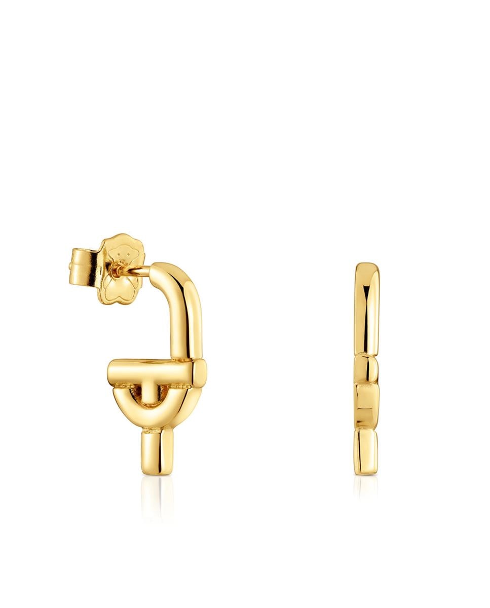 Brincos Manifesto Banhados a Ouro 18 Kt Sobre Prata Dourado-1
