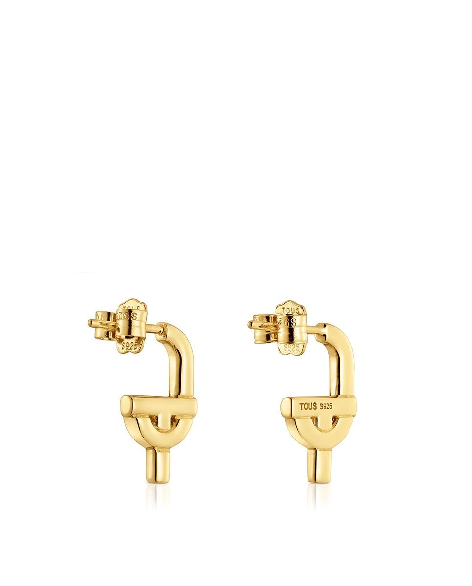 Brincos Manifesto Banhados a Ouro 18 Kt Sobre Prata Dourado-3