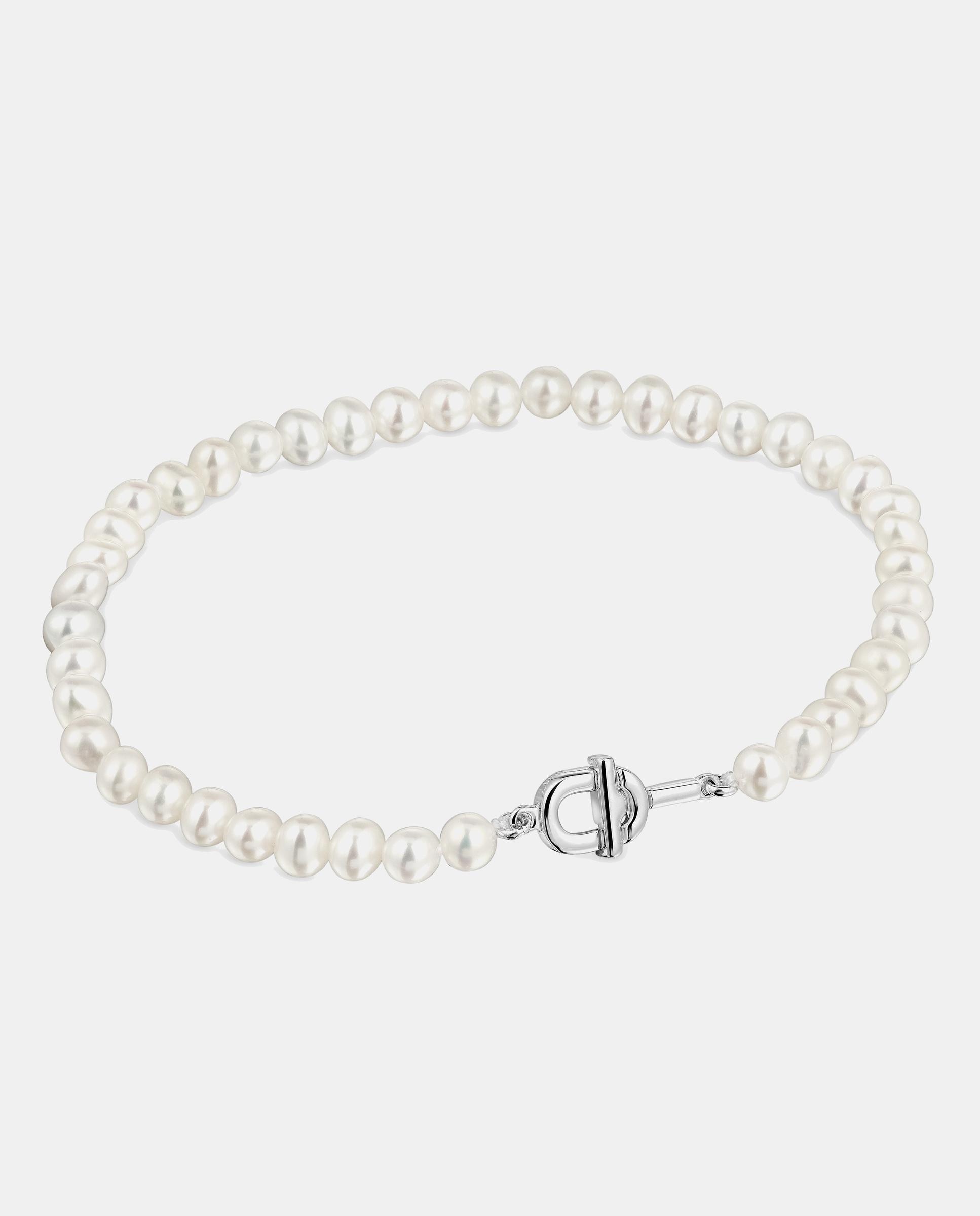 Pulseira Manifesto de Prata e Pérolas Branco-1