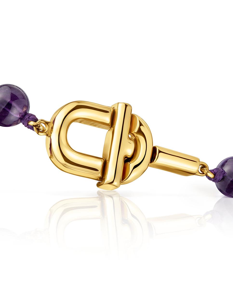 Pulseira Manifesto Banhada a Ouro 18 Kt Sobre Prata e Ametistas Roxo-2