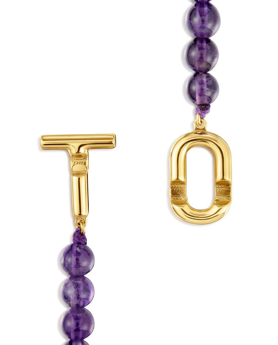 Pulseira Manifesto Banhada a Ouro 18 Kt Sobre Prata e Ametistas Roxo-3