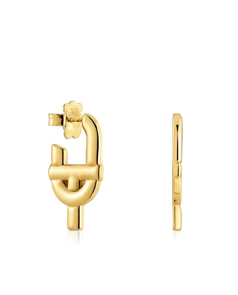 Brincos Manifesto Grandes com Banho de Ouro 18 kt sobre Prata Ouro-1