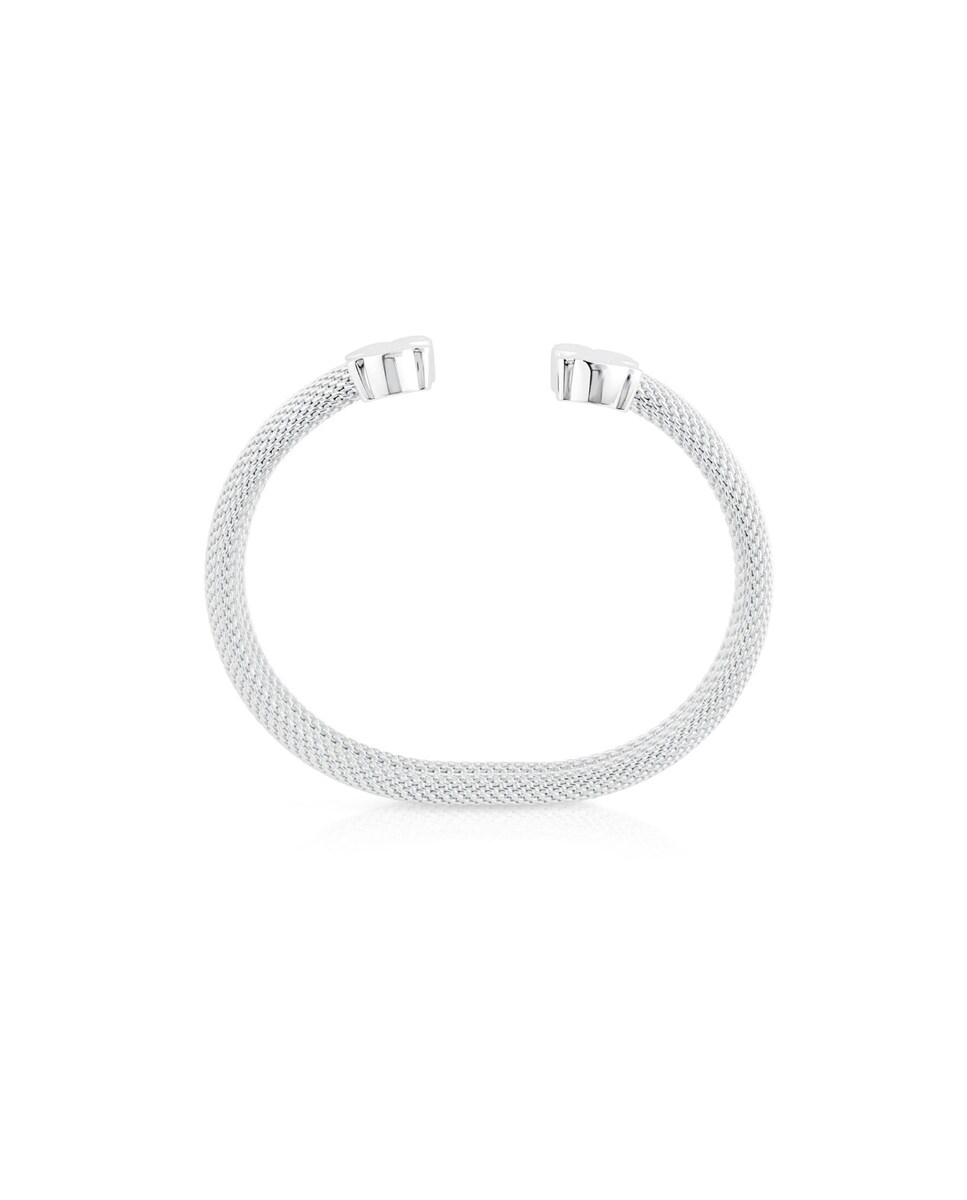 Escrava Mesh de Prata com Malha de 7x4 com Urso Prata-3