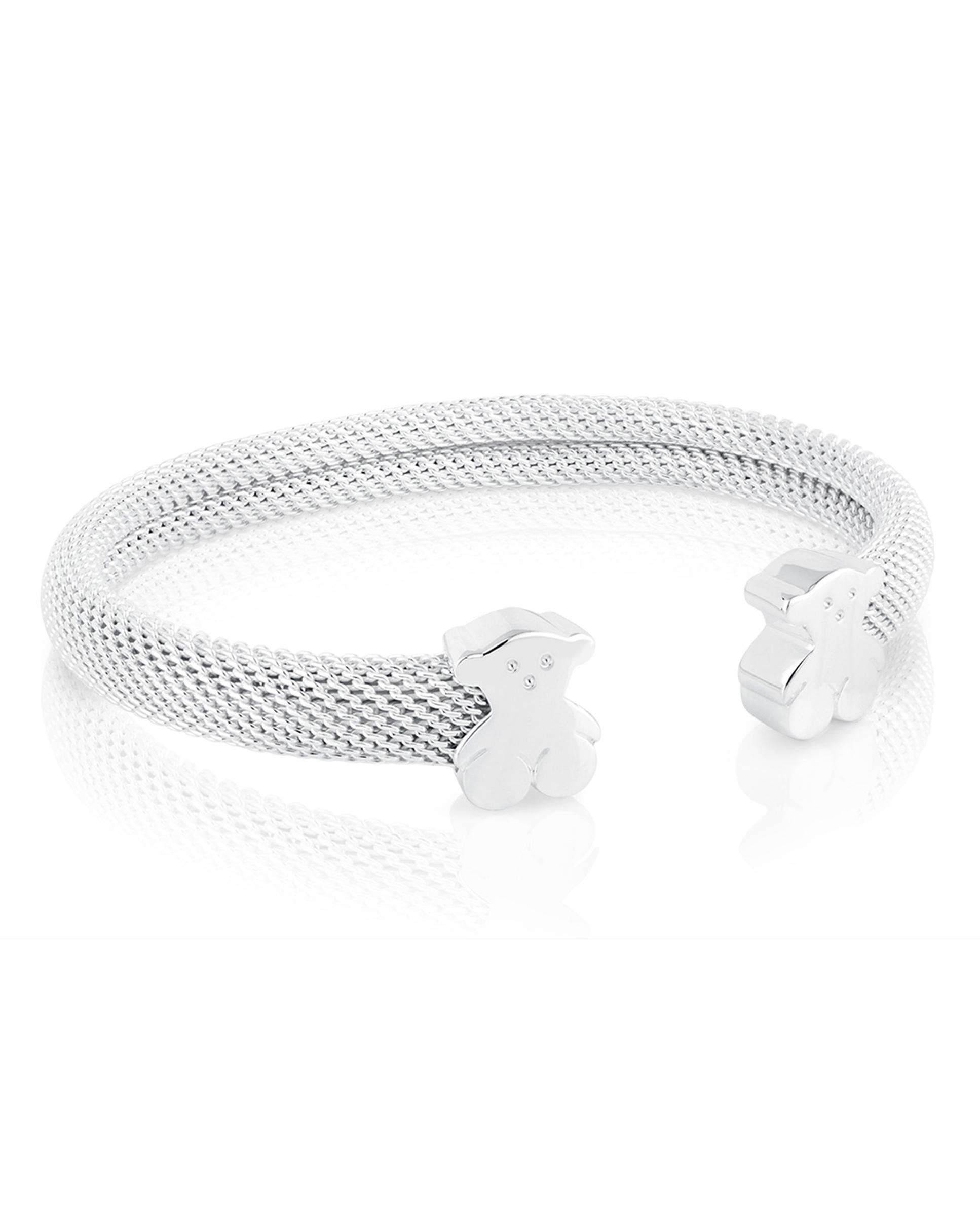 Imagem 0 de Bracelete Icon Mesh de Prata com Urso