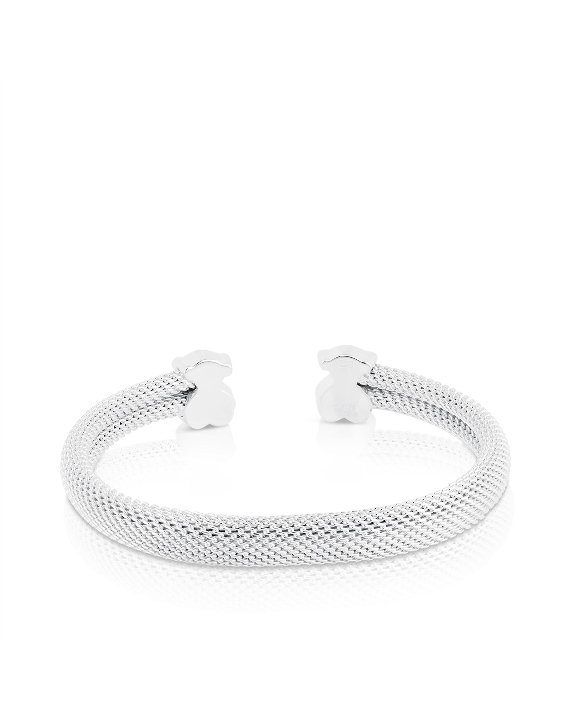 Bracelete Icon Mesh de Prata com Urso Prateado-2