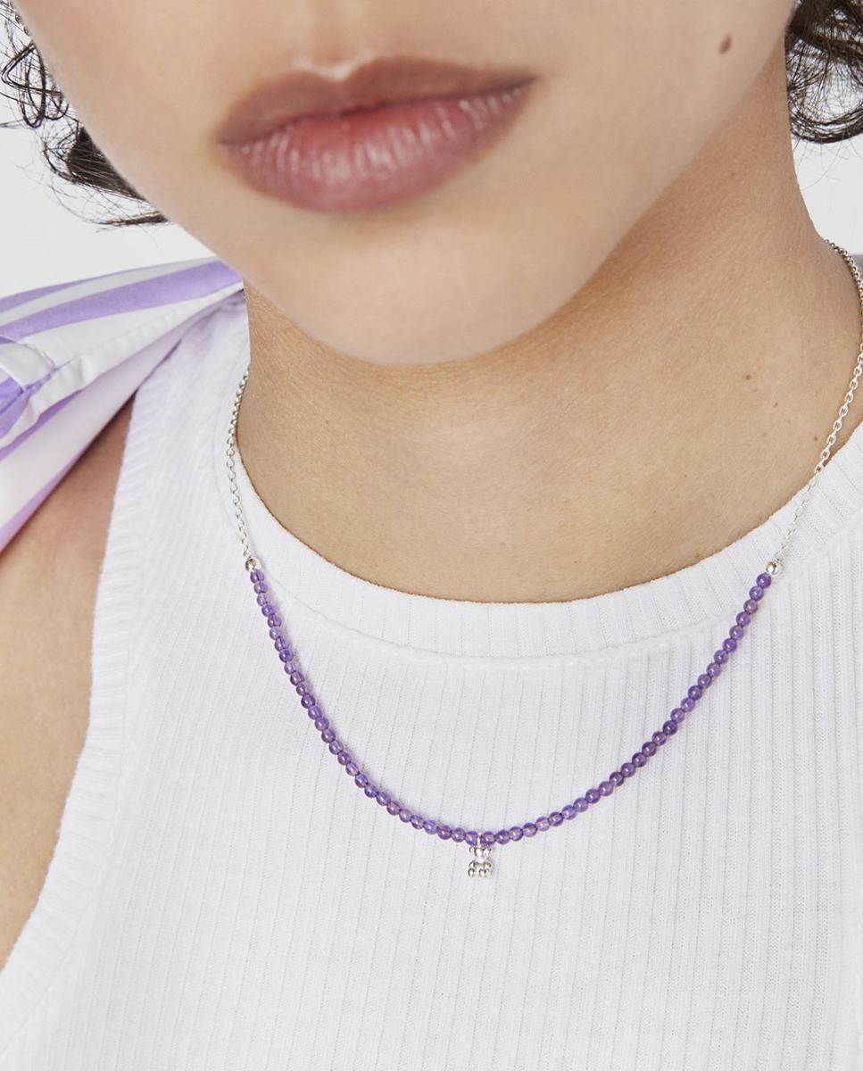 Colar Bold Bear de Prata e Ametista Roxo-5
