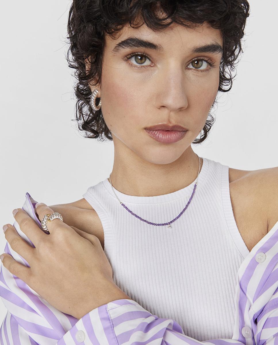 Colar Bold Bear de Prata e Ametista Roxo-6