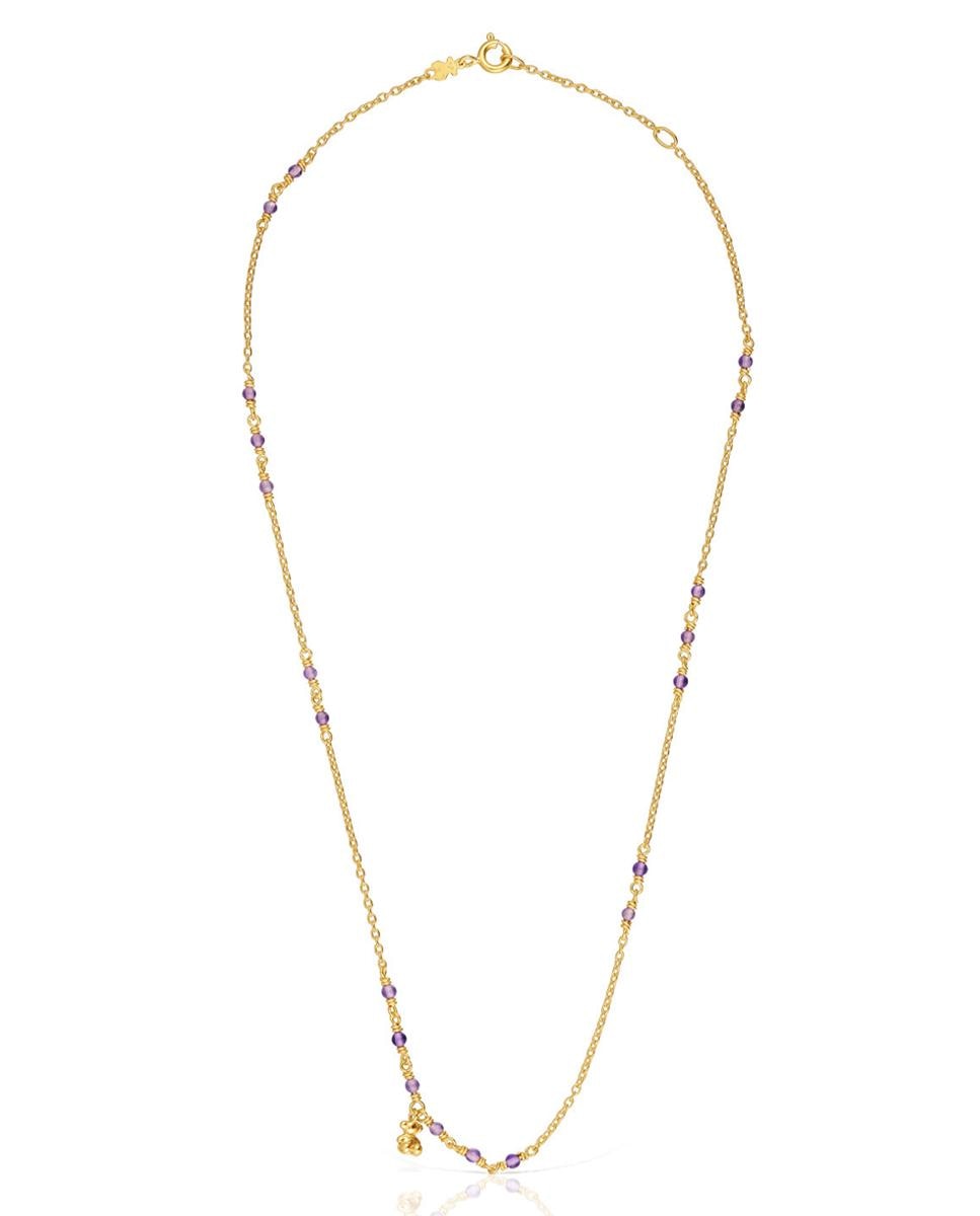 Colar Bold Bear Banhado a Ouro de 18 Kt Sobre Prata e Ametista Roxo-2