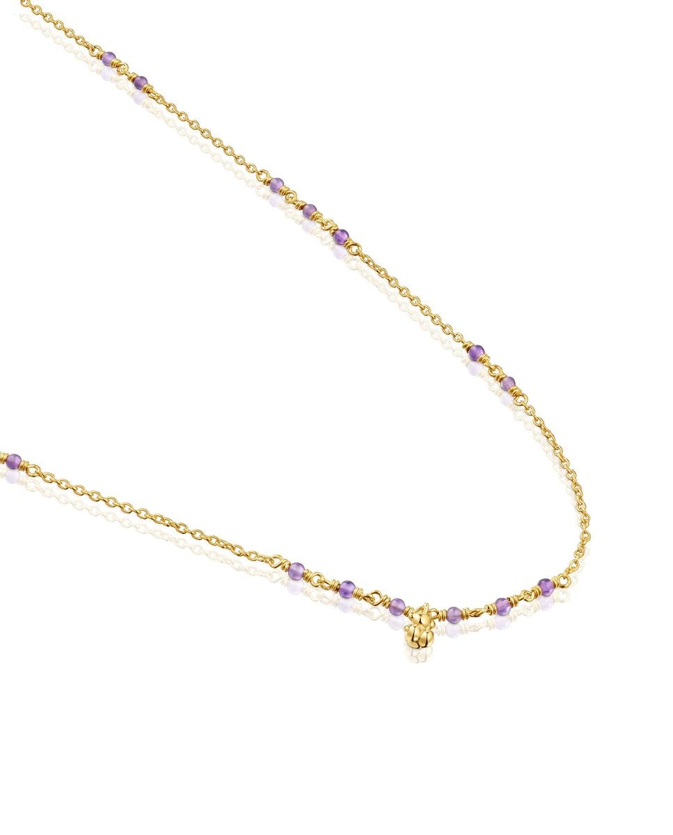 Colar Bold Bear Banhado a Ouro de 18 Kt Sobre Prata e Ametista Roxo-3
