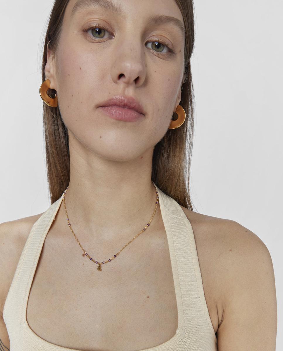 Colar Bold Bear Banhado a Ouro de 18 Kt Sobre Prata e Ametista Roxo-6
