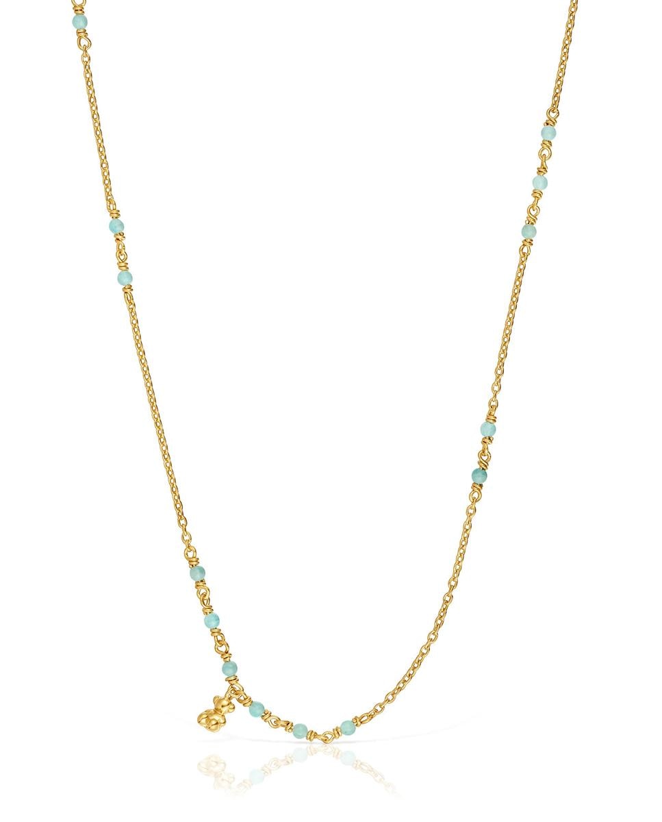 Colar Bold Bear Banhado a Ouro de 18 Kt Sobre Prata e Amazonita Azul-claro-2