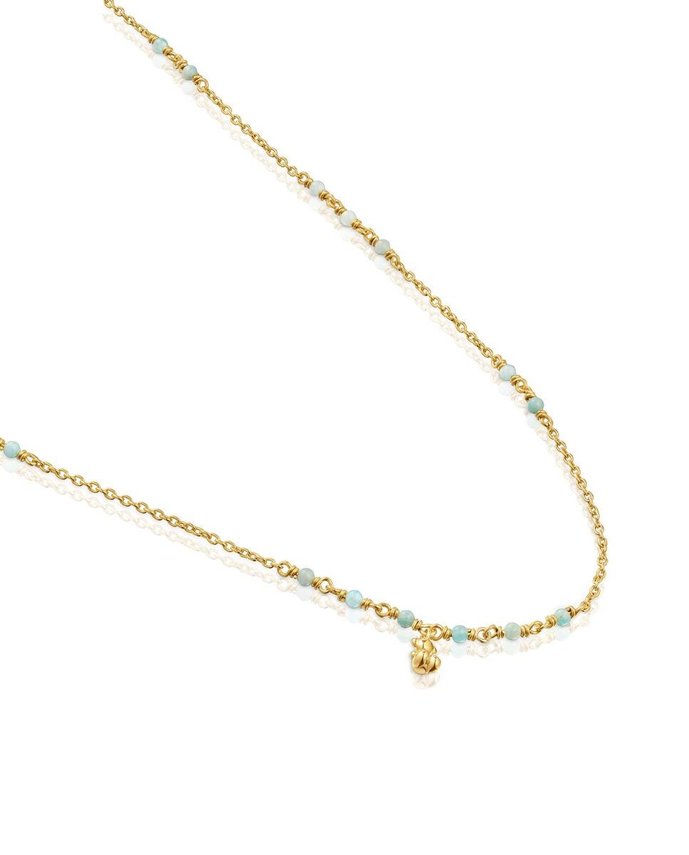 Colar Bold Bear Banhado a Ouro de 18 Kt Sobre Prata e Amazonita Azul-claro-3