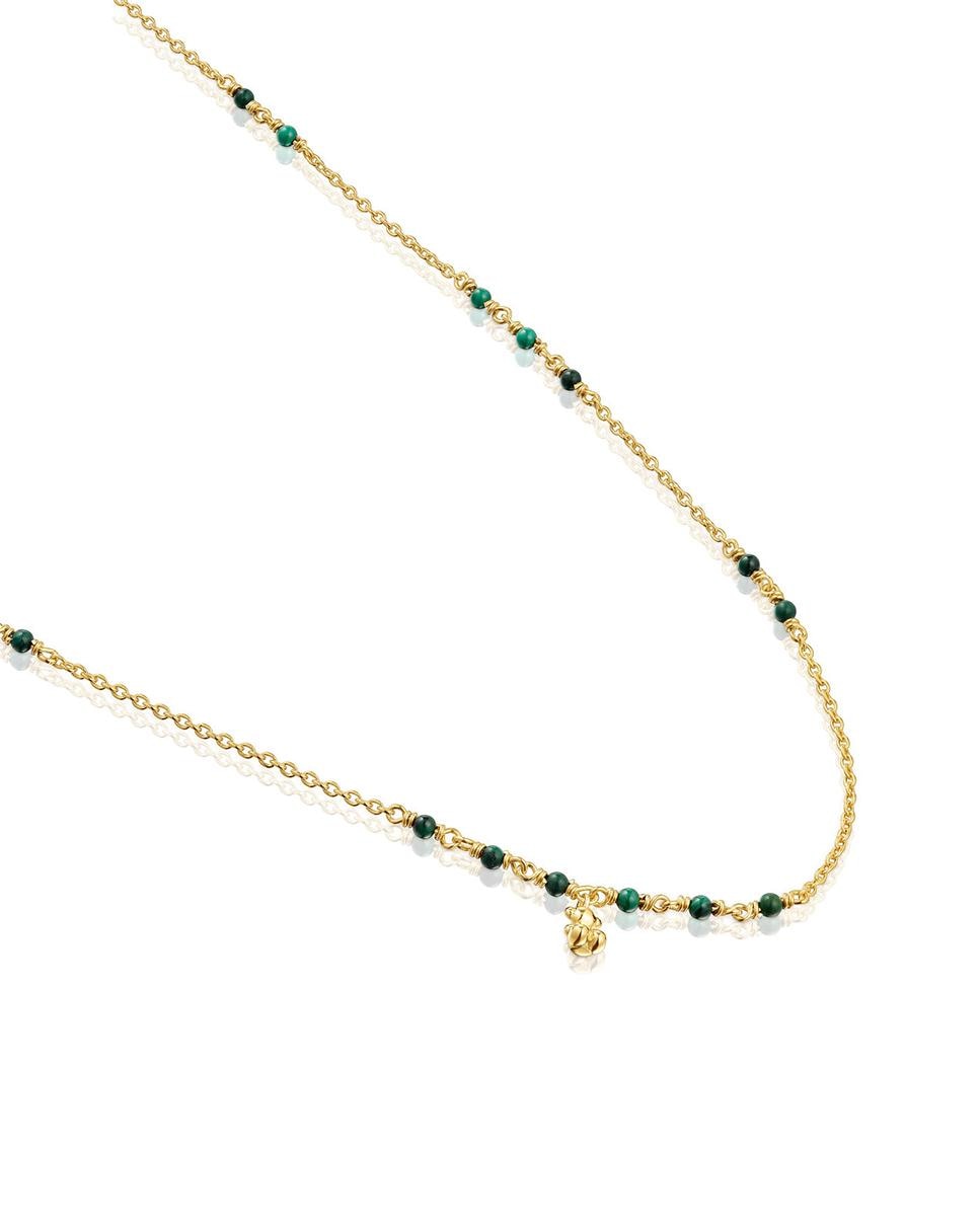 Colar Bold Bear Banhado a Ouro de 18 Kt Sobre Prata e Malaquita Verde-3
