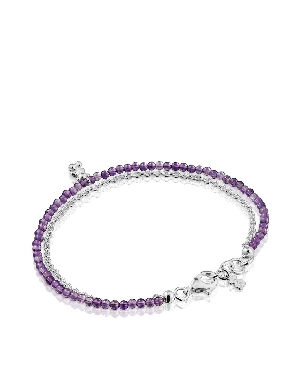 Pulseira de Corrente Bold Bear de Prata e Ametista Roxo-3