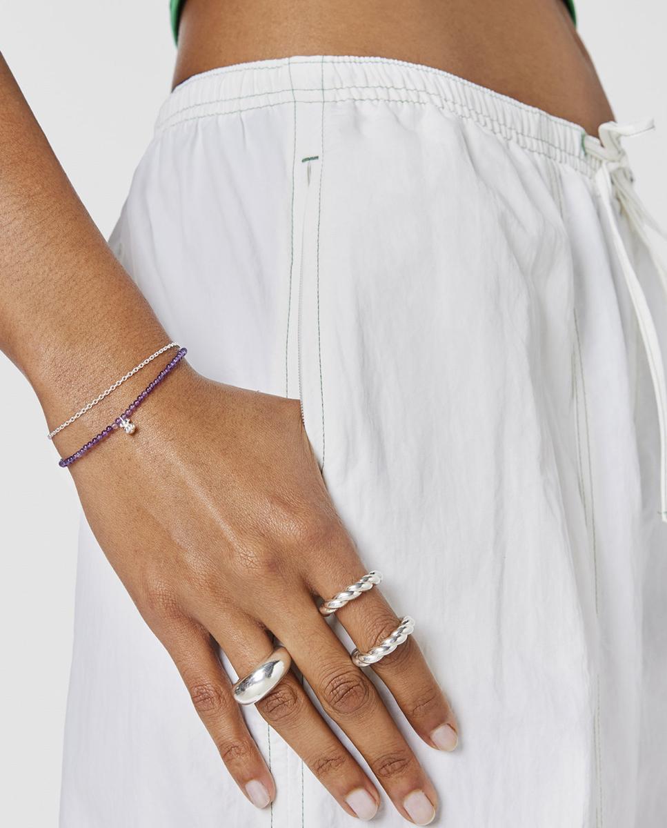 Pulseira de Corrente Bold Bear de Prata e Ametista Roxo-5