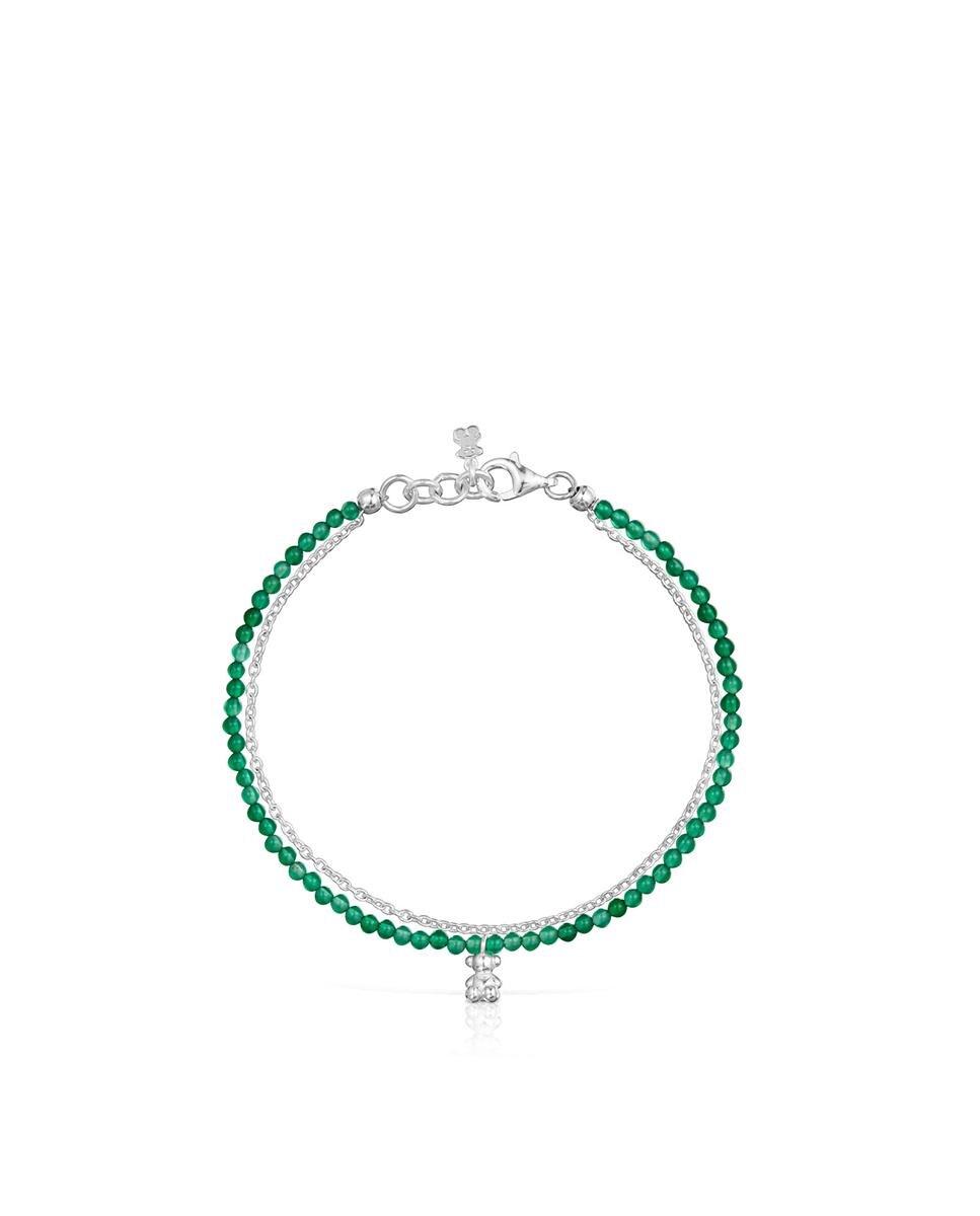 Pulseira de Corrente Bold Bear de Prata e Calcedónia em Verde Verde-2